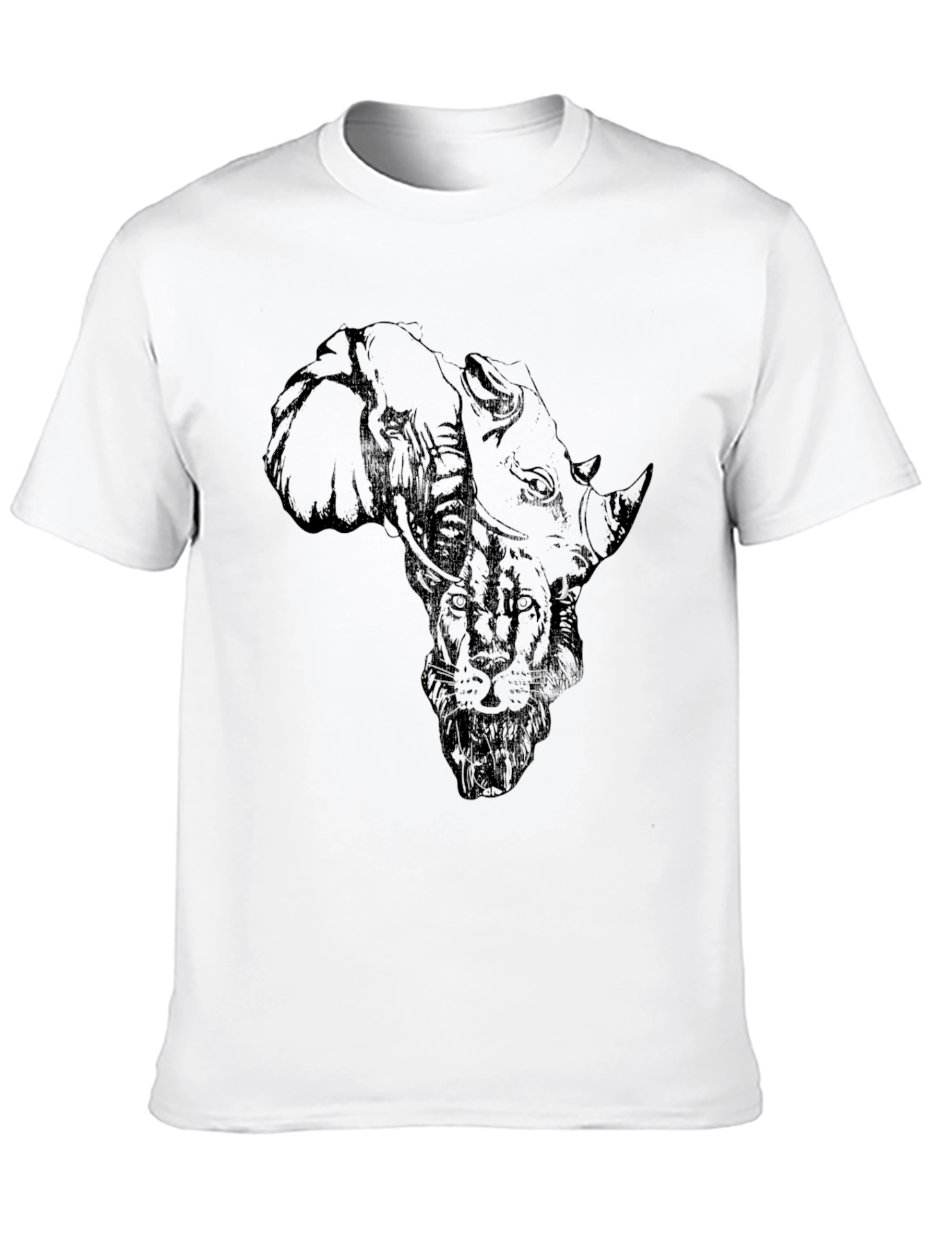 Black African Animals Graphic Print Black T-Shirt view 10