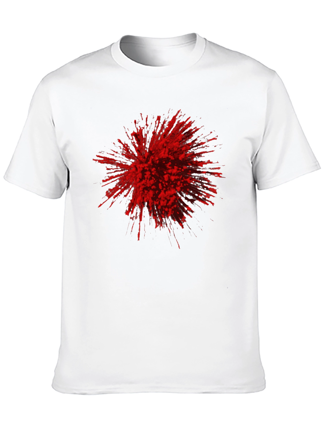 Black Abstract Red Burst Graphic Tee - Black Cotton Casual T-Shirt view 10