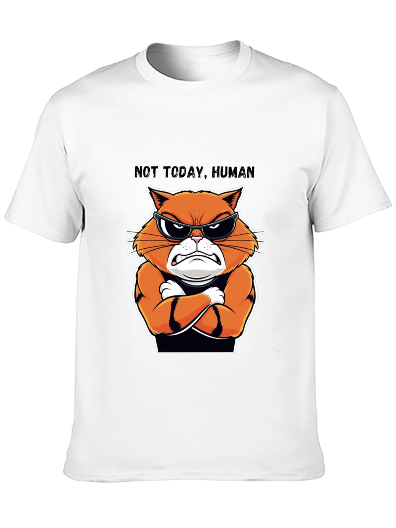 Black Not Today Human Cat T-Shirt - Funny Feline Tee view 10