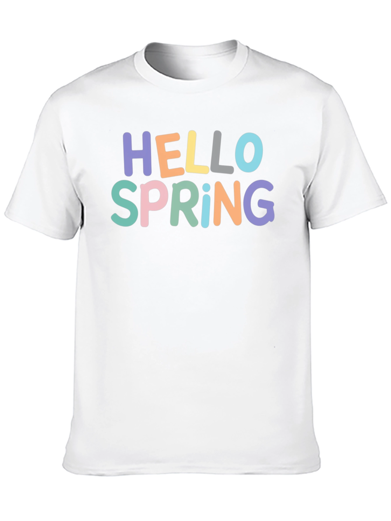 Hello Spring Graphic Tee - Short Sleeve Crew Neck T-Shirt - 10