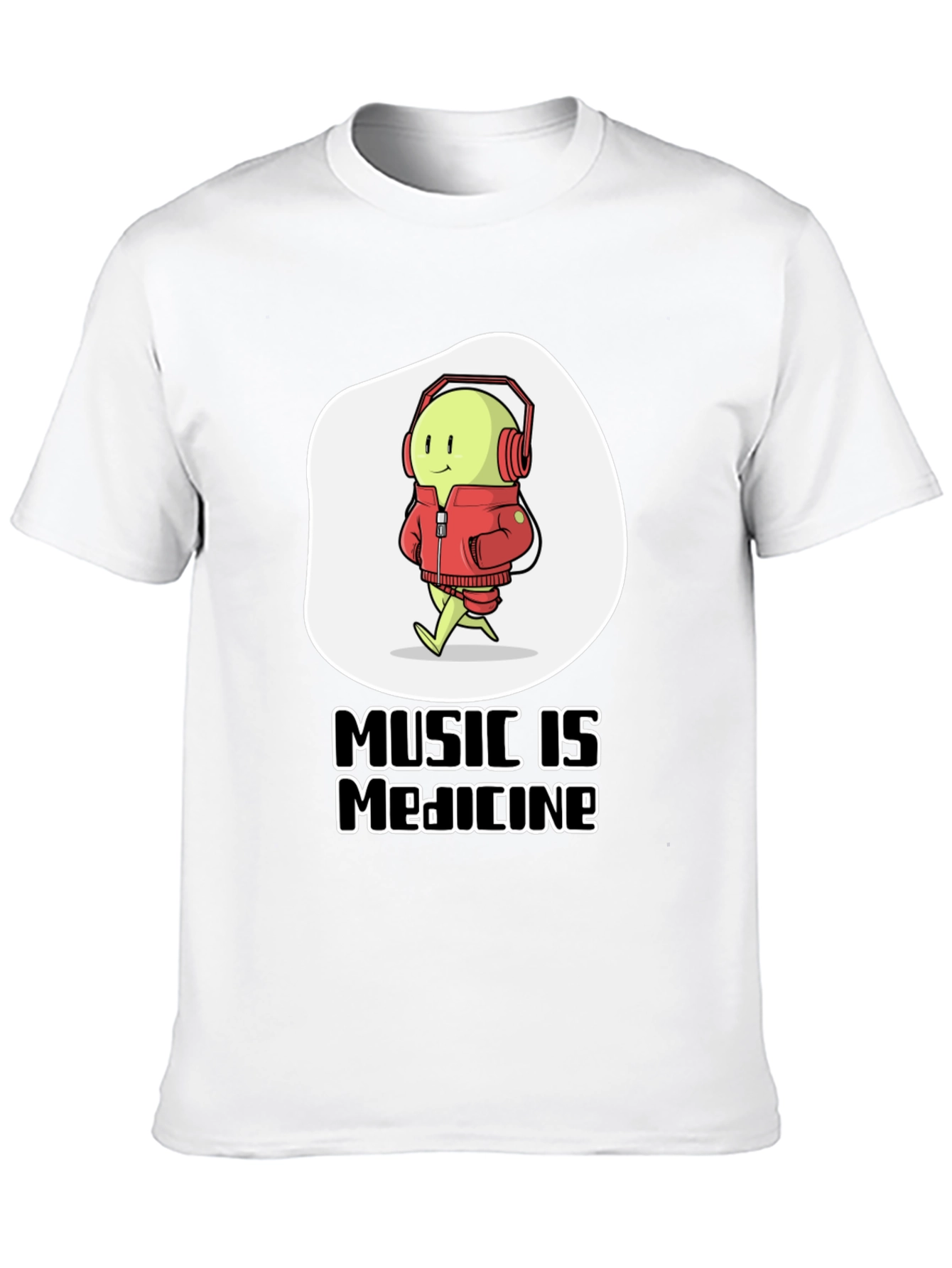Black Music is Medicine T-Shirt - Cartoon Character with Headphones view 10