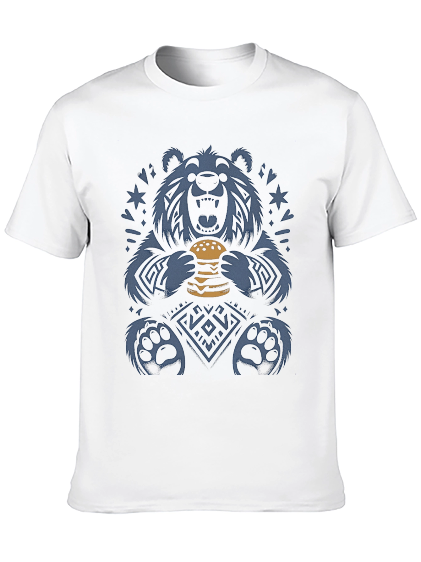 Black Bear Eating Burger Graphic Tee - Novelty Print T-Shirt view 10