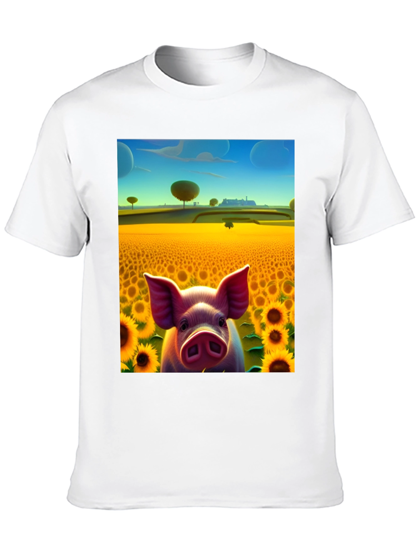 Black Pig in Sunflower Field Graphic Tee view 10