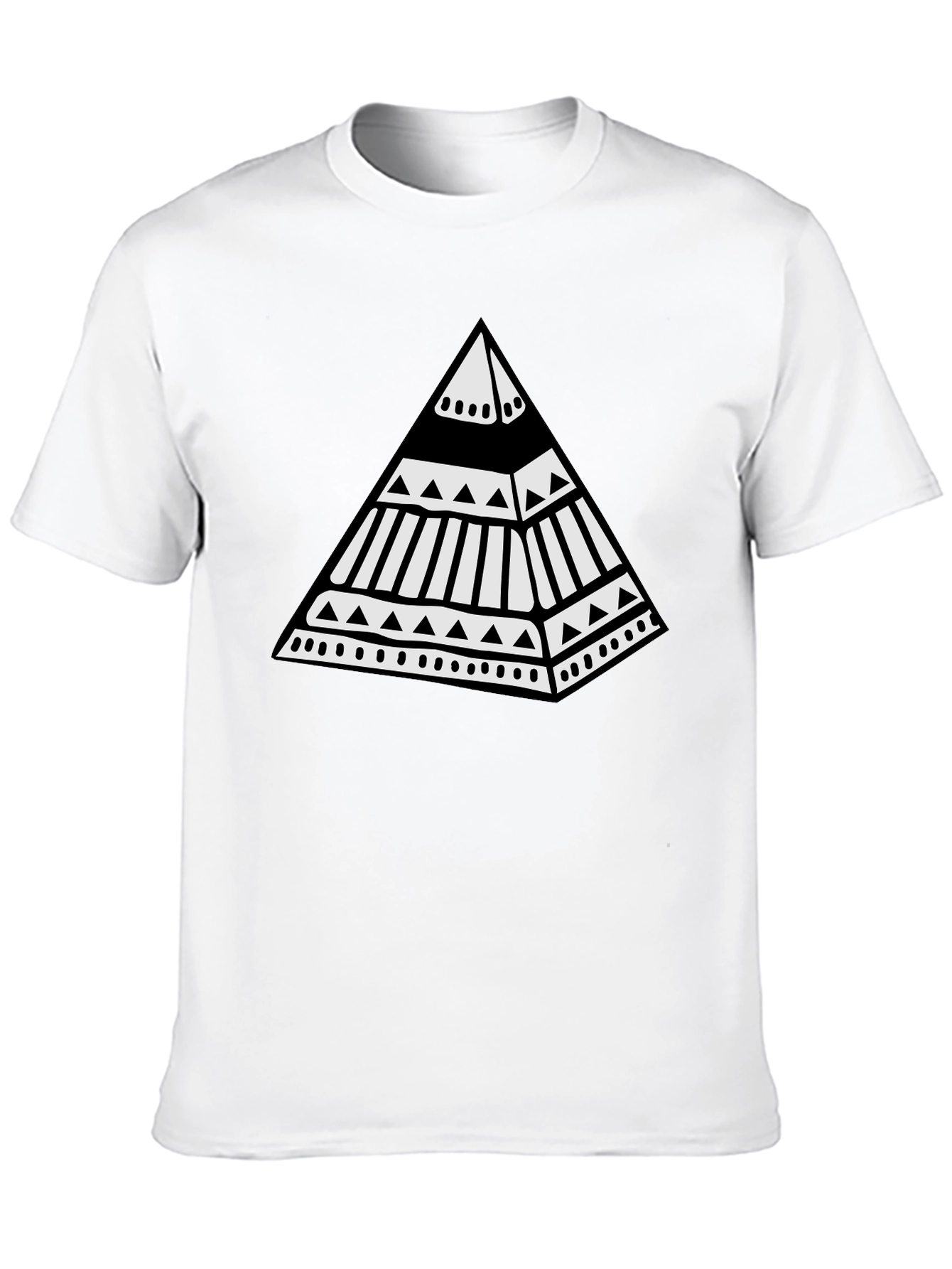Black Tribal Pyramid Graphic Tee - Unique Black T-Shirt view 10