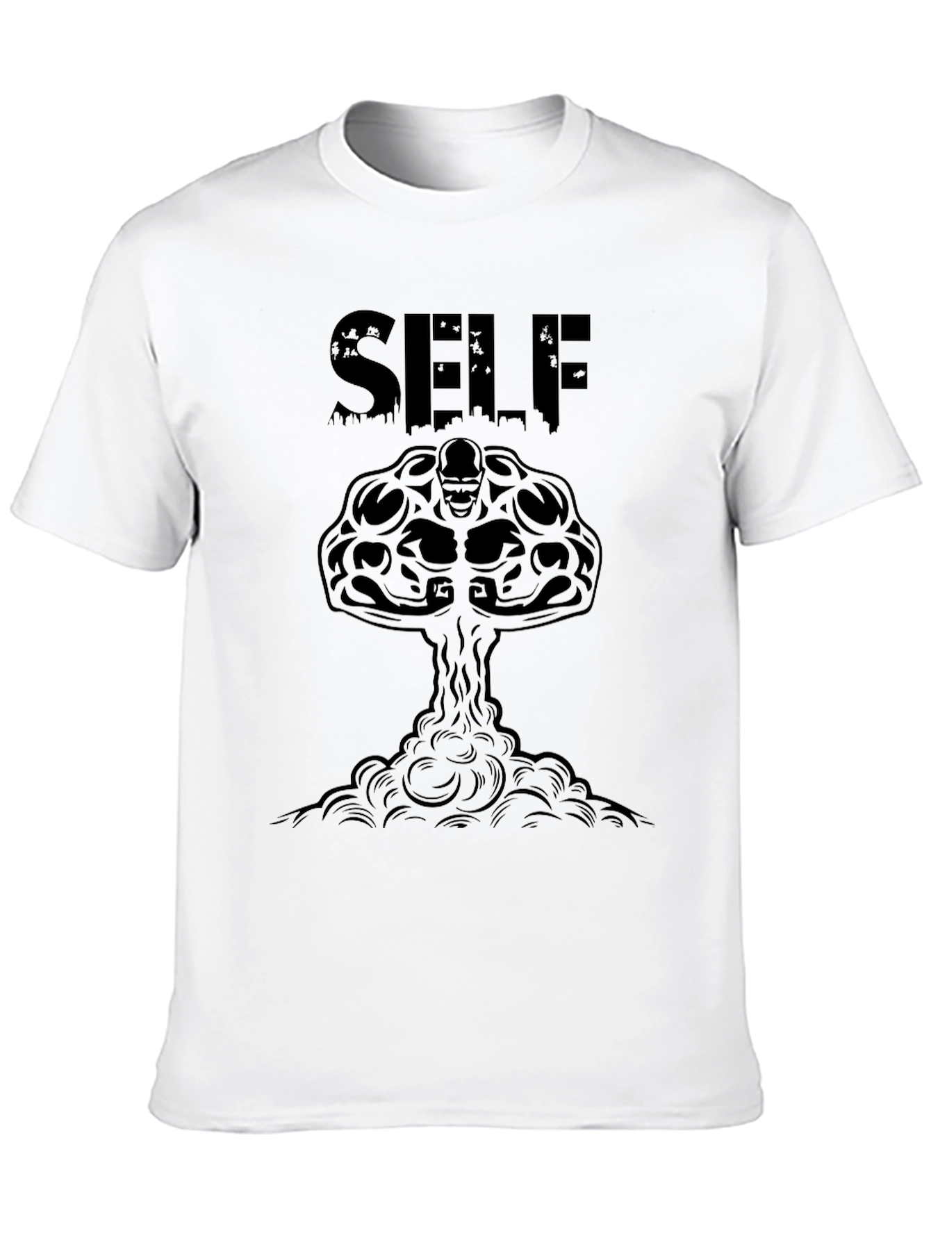 Black SELF Nuclear Skull Graphic Tee - Premium Cotton Blend view 10