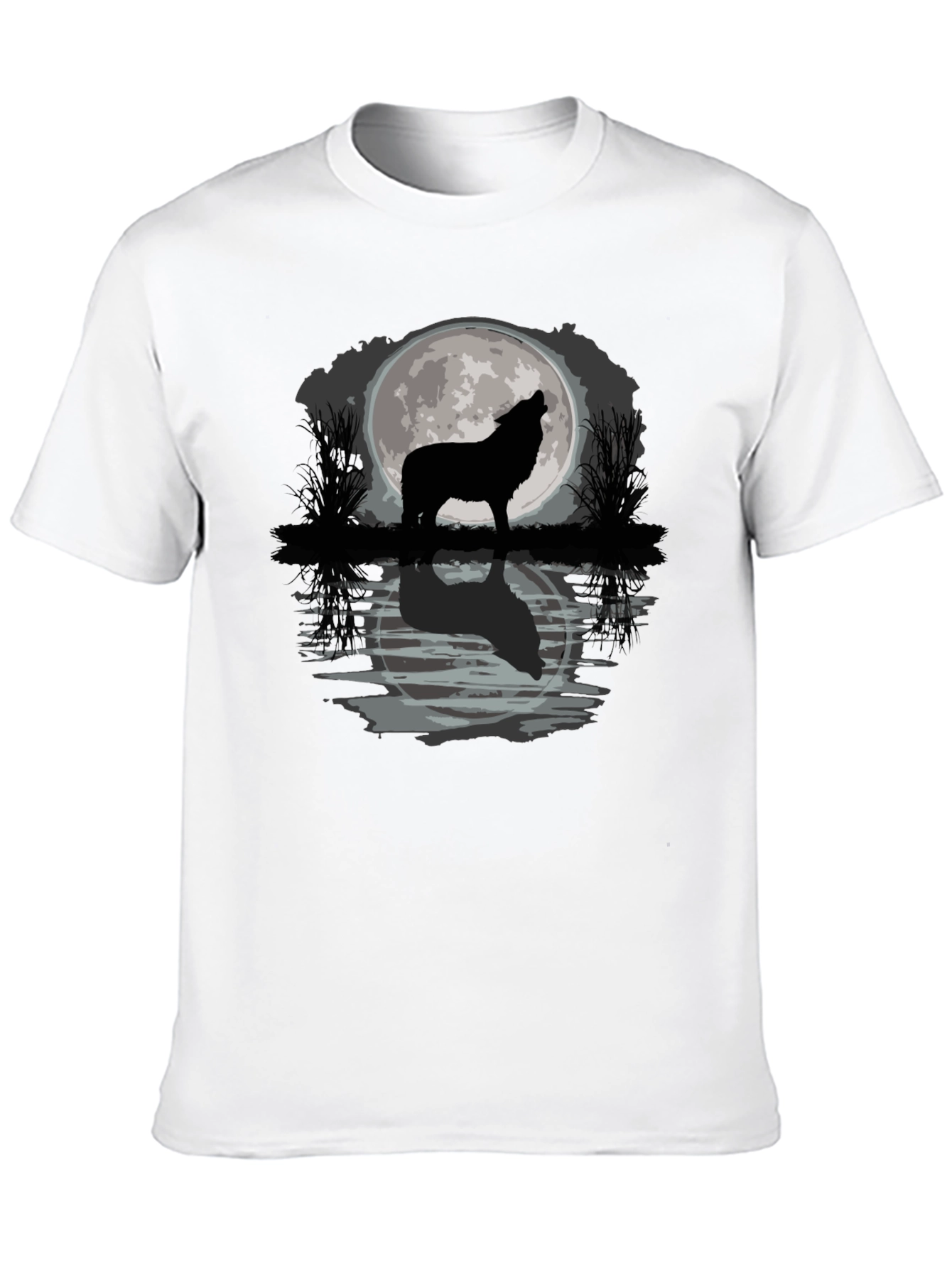 Black Wolf Howling at Moon Graphic T-Shirt view 10