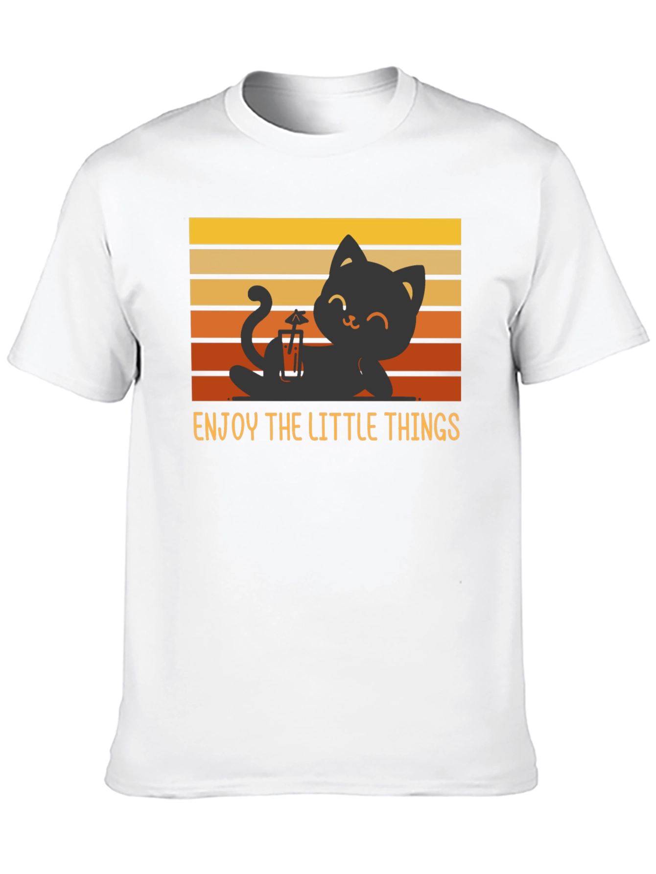 Black Enjoy the Little Things Cat T-Shirt - Relaxed Black Tee view 10