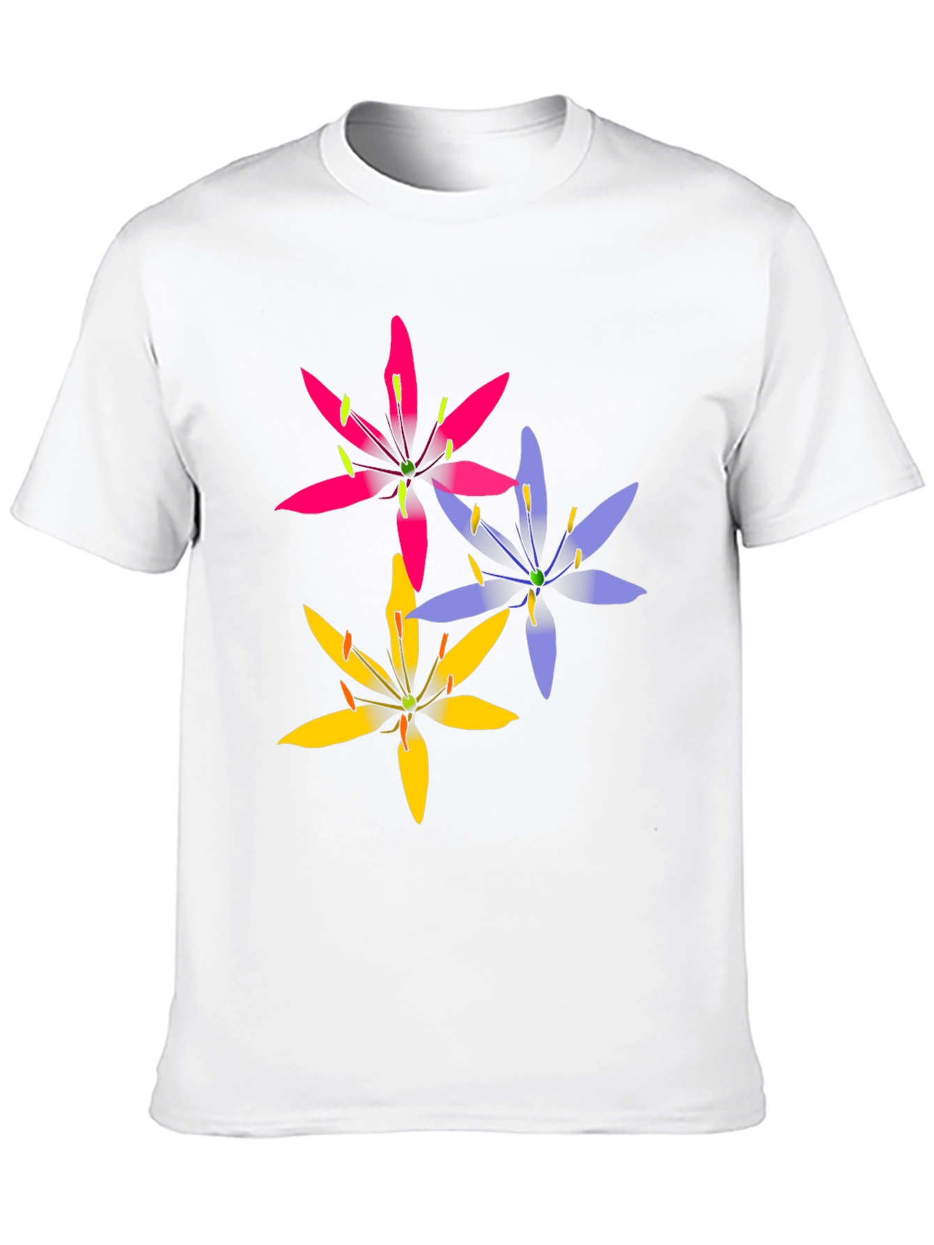 Black Floral Print Men's Black T-Shirt view 10