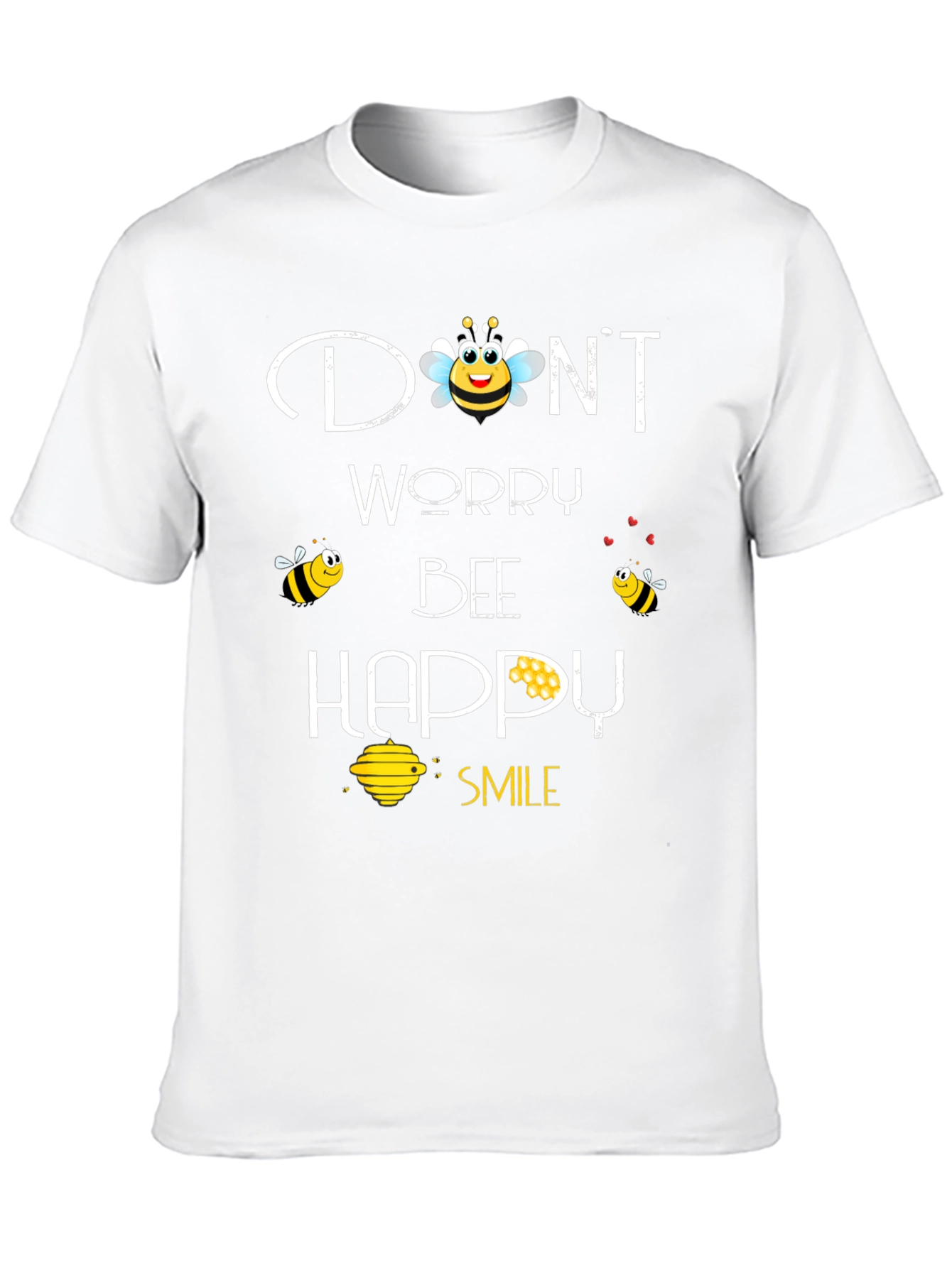 Black Don't Worry Bee Happy Graphic T-Shirt view 10
