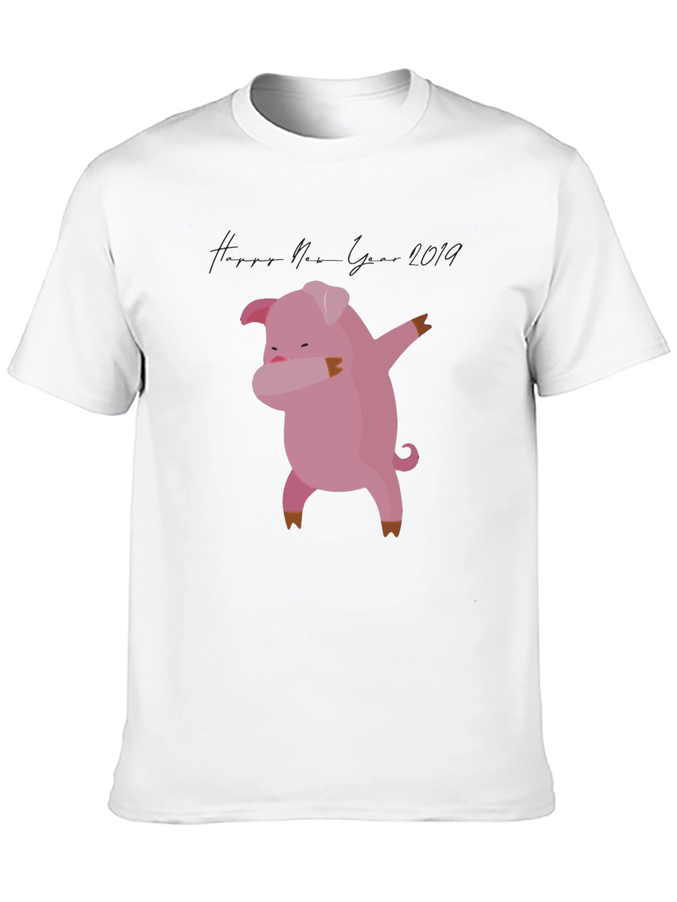 Black Dabbing Pig New Year 2019 Black T-Shirt view 10