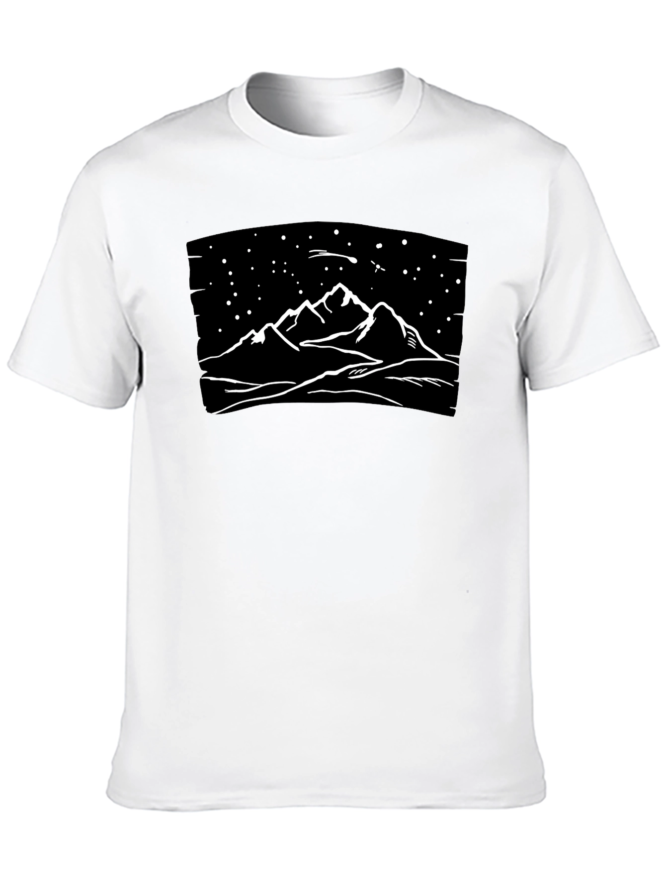 Black Mountainscape Graphic Tee - Black Cotton T-Shirt view 10