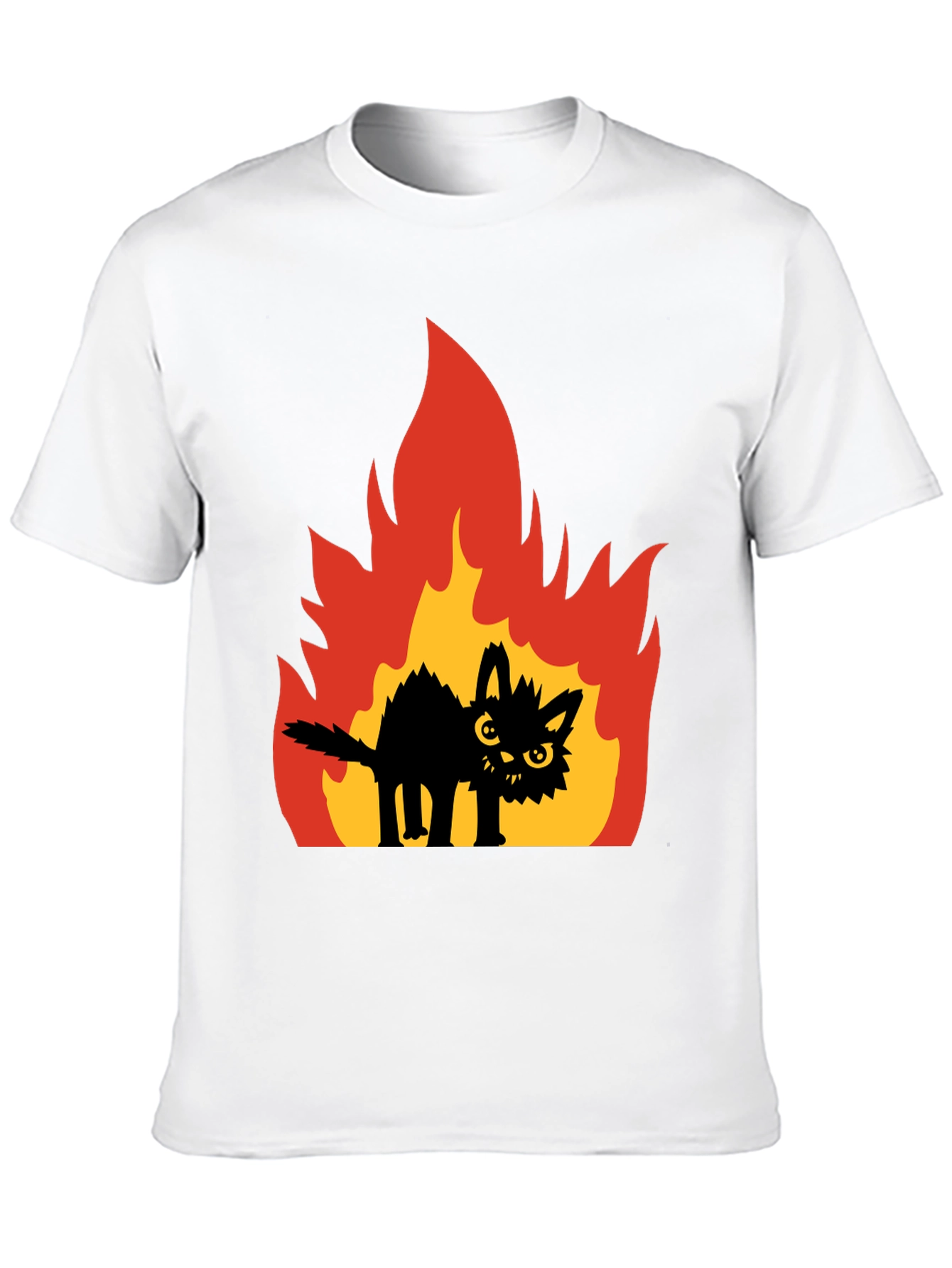 Black Burning Cat Graphic Tee - Black view 10