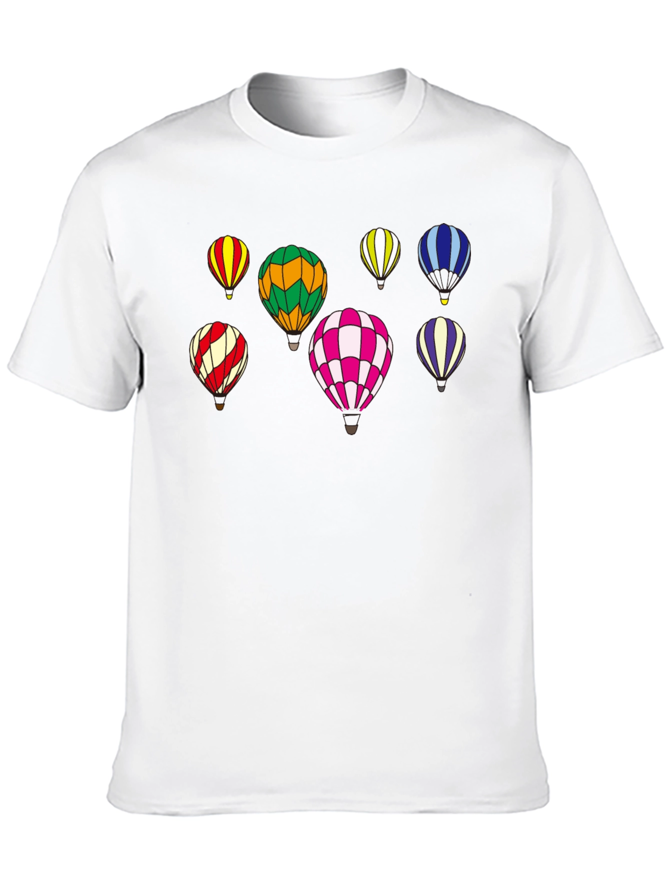 Black Colorful Hot Air Balloon Print T-Shirt view 10
