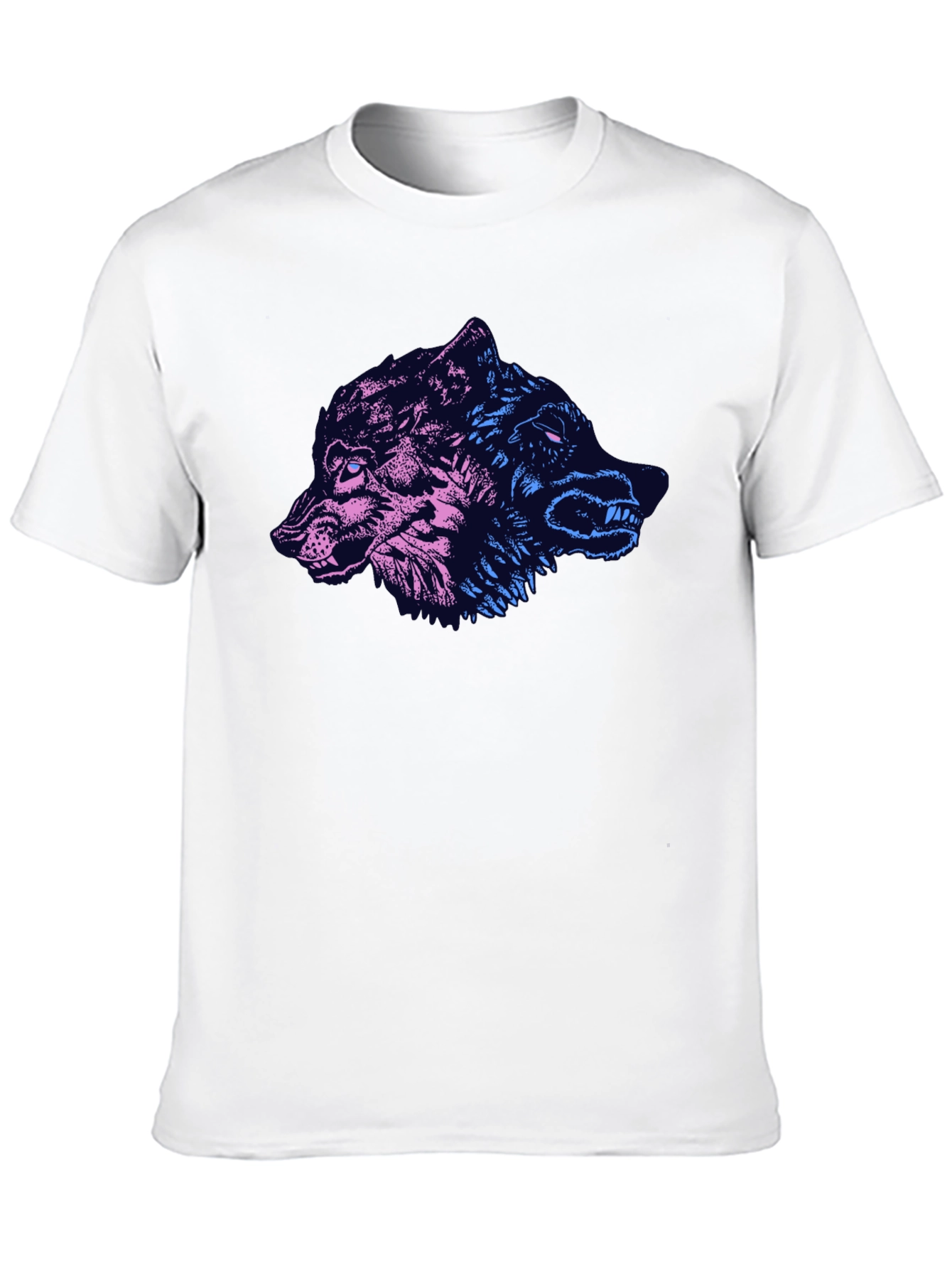 Black Wolf Duo Graphic Print Black T-Shirt view 10