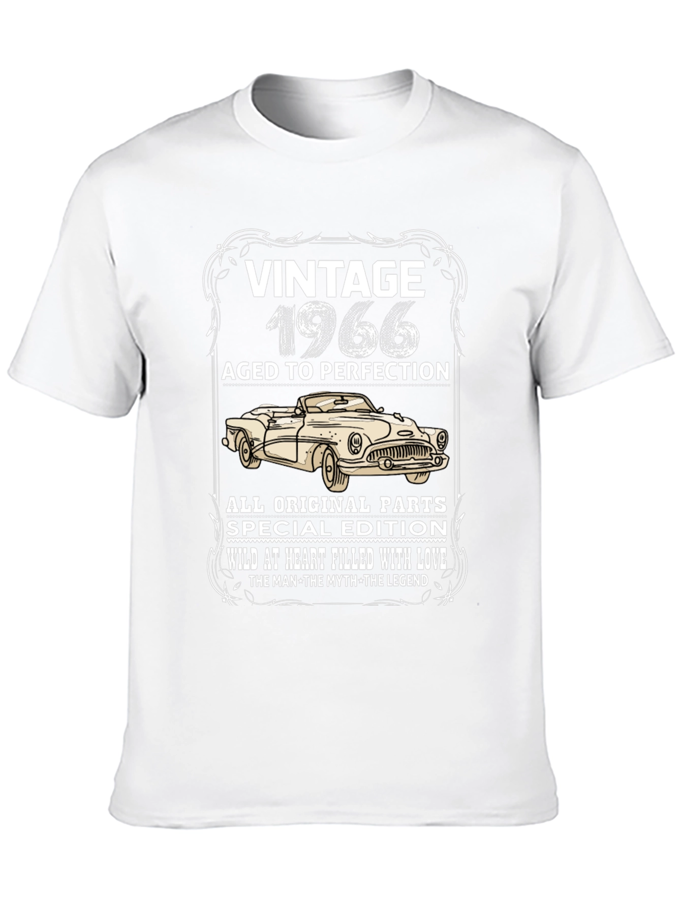 Black Vintage 1966 Classic Car T-Shirt view 10