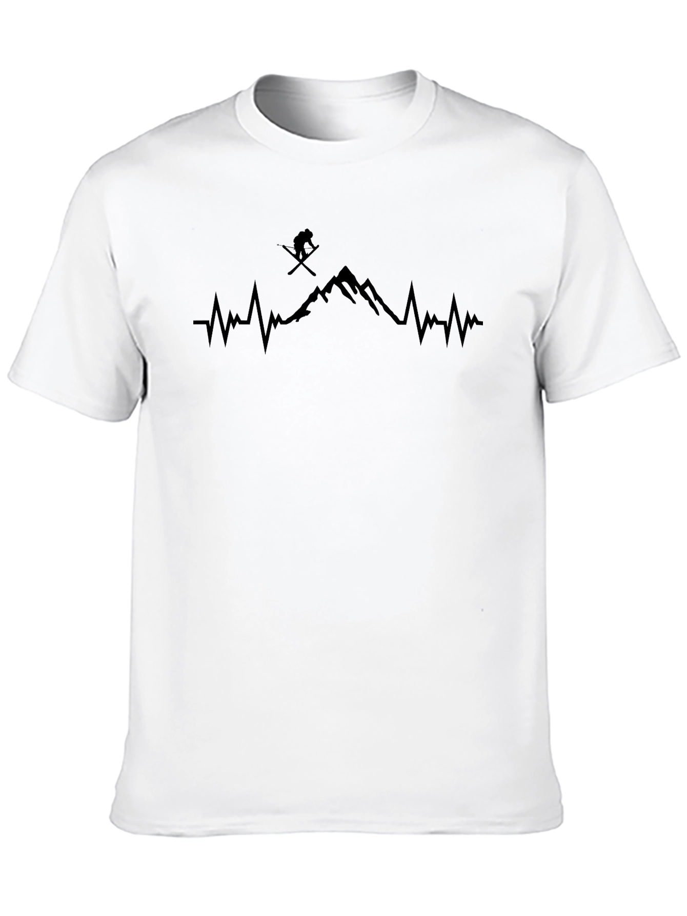 Black Skier Heartbeat Graphic T-Shirt - Mountain Lover Tee view 10