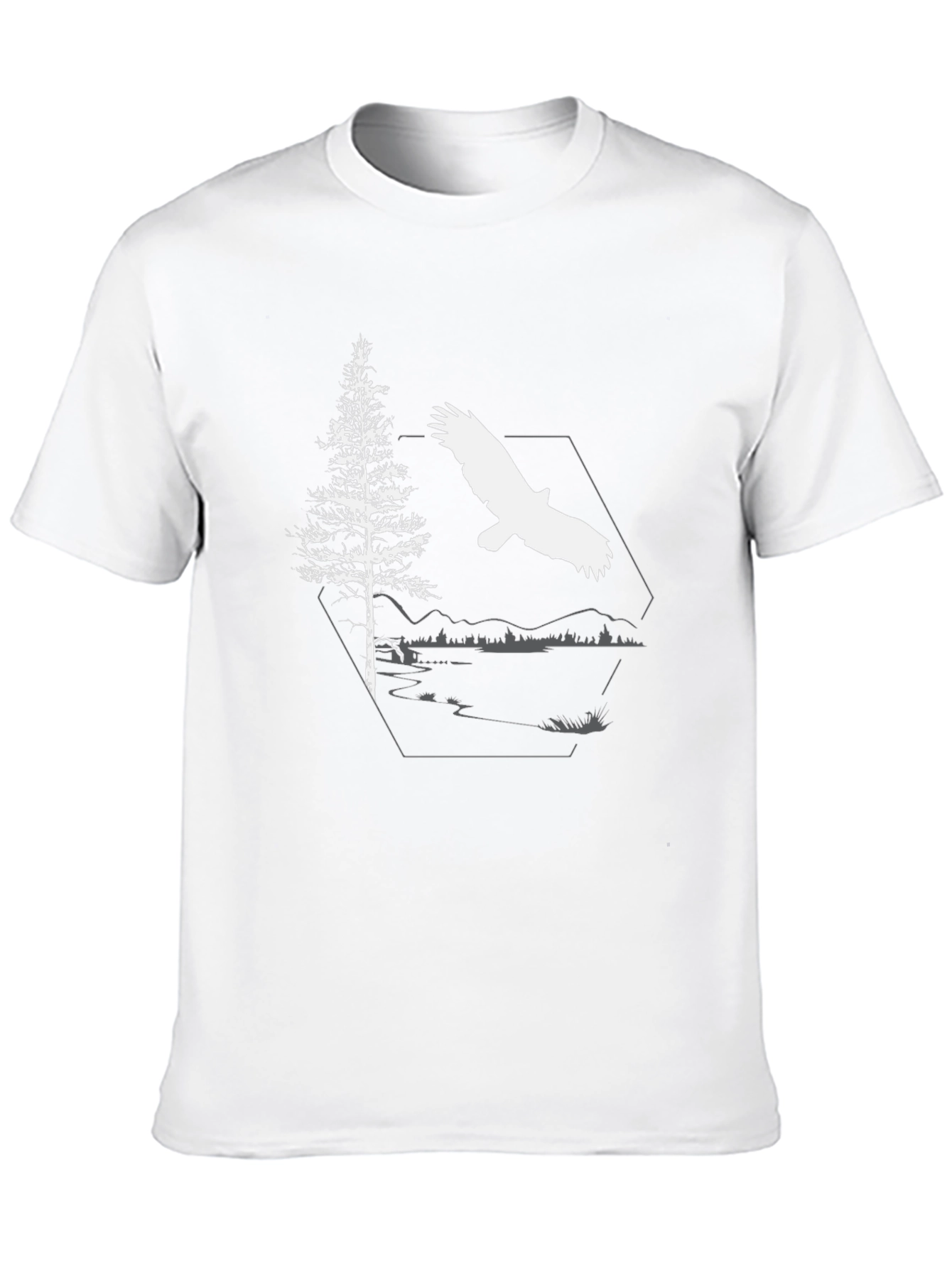 Black Eagle & Pine Tree Graphic Black T-Shirt view 10