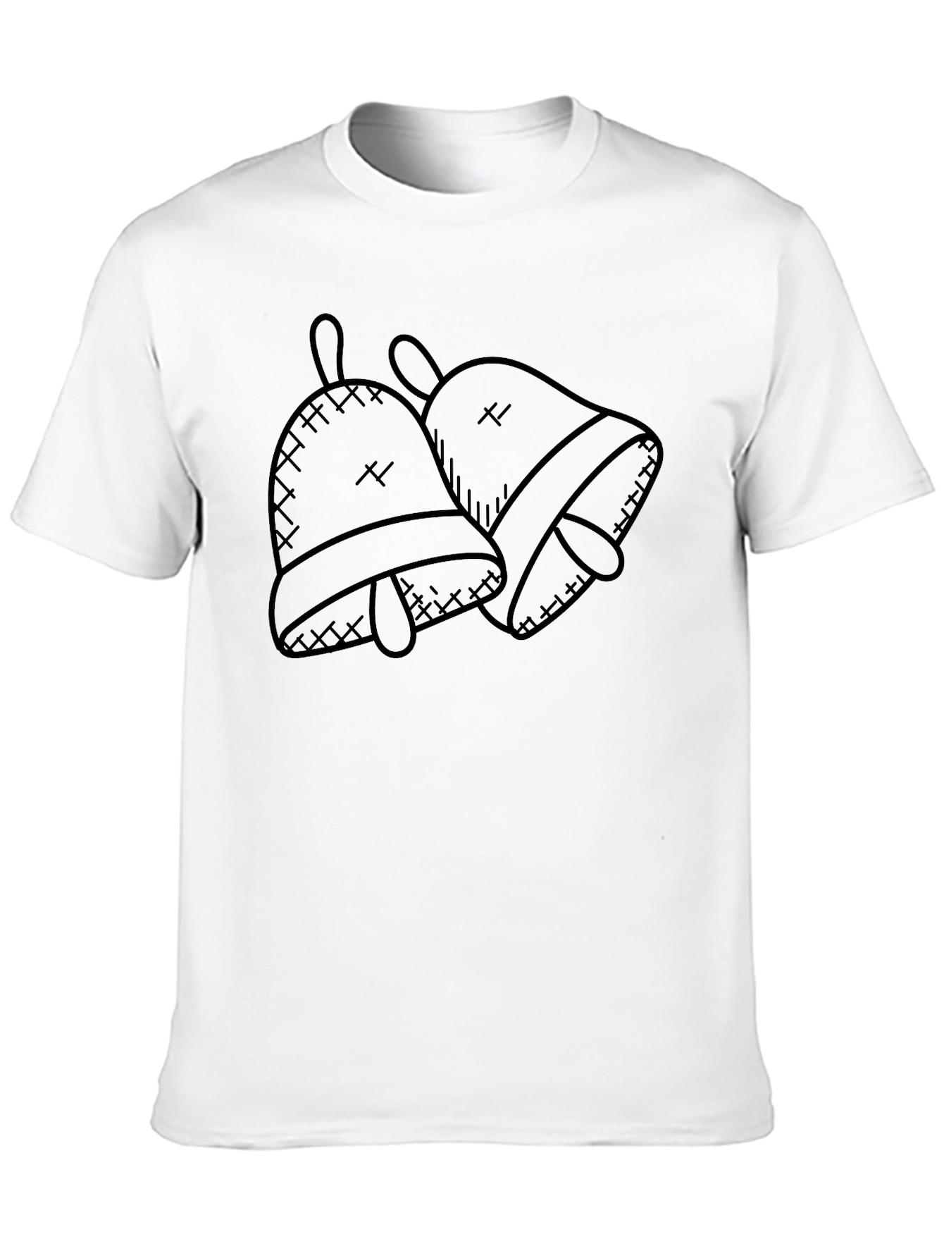 Black Festive Bells Graphic Tee - Black Cotton Casual Wear view 10