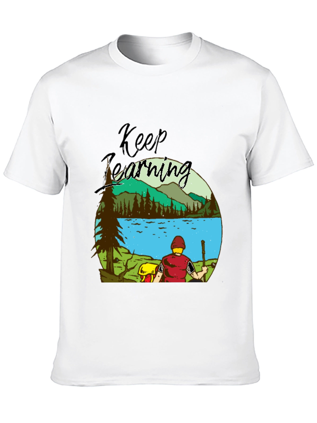 Black Keep Learning Nature Scene Graphic T-Shirt view 10