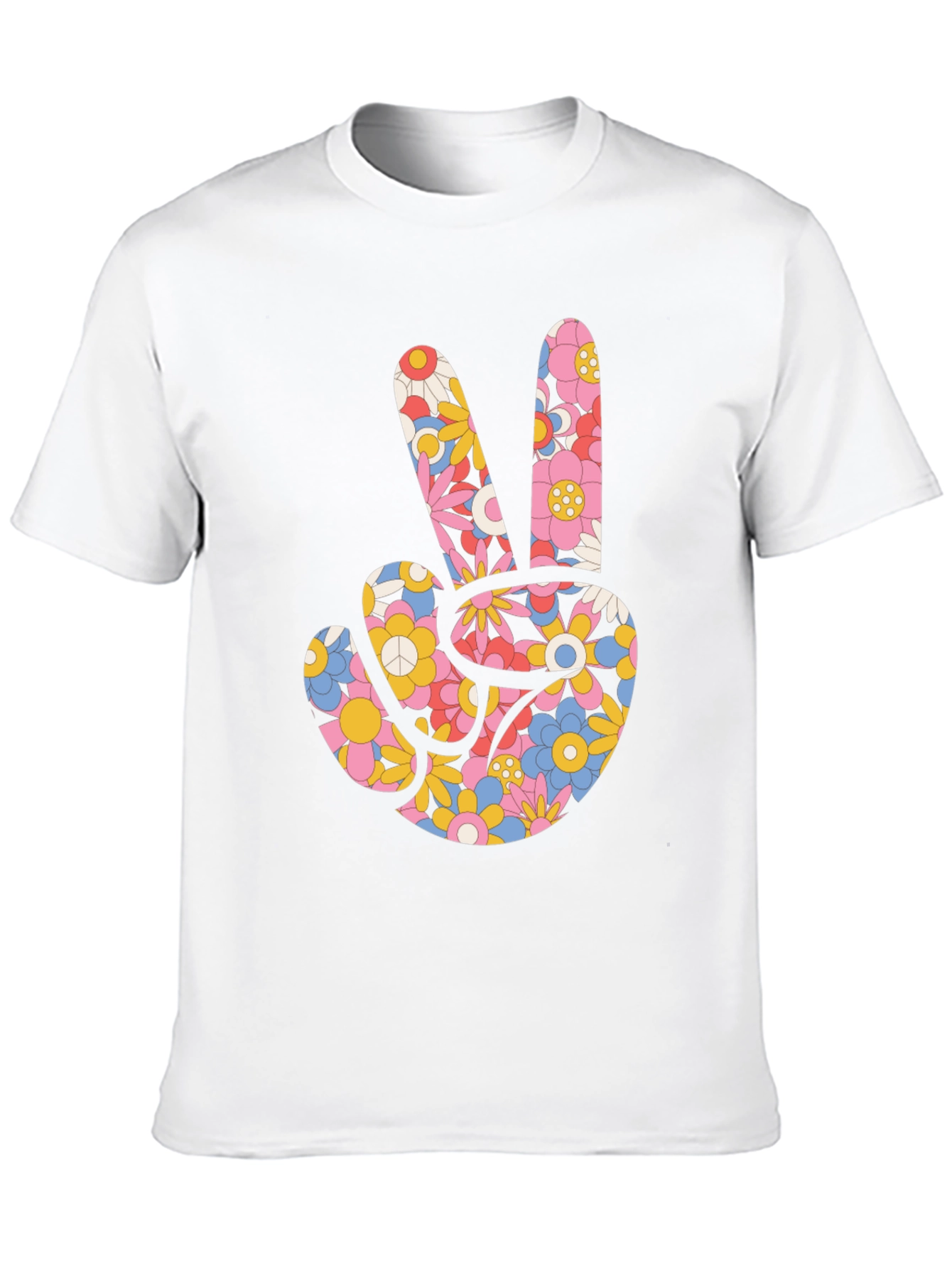 Black Floral Peace Sign Black T-Shirt view 10