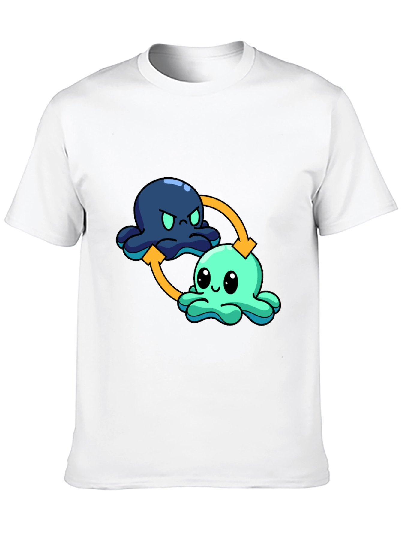Black Mood Octopus T-Shirt - Reversible Cute Cartoon Design view 10