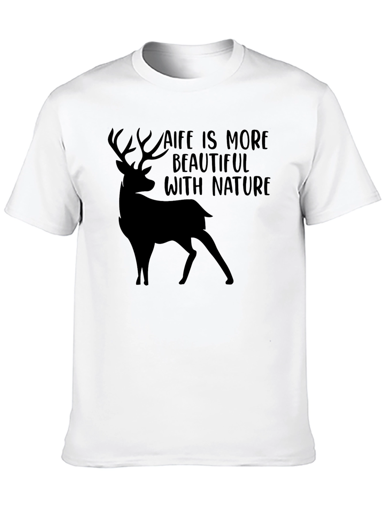 Black Nature Deer T-Shirt - Life is More Beautiful view 10
