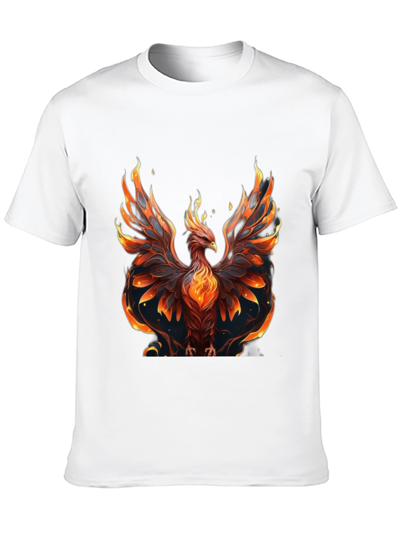 Black Fiery Phoenix Graphic Black T-Shirt view 10