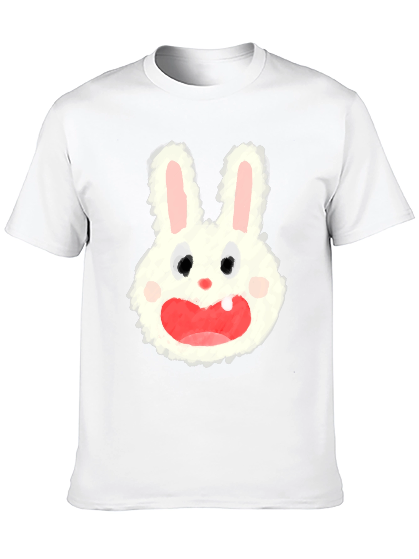 Black Cartoon Bunny Graphic Tee - Soft Black Cotton Blend view 10