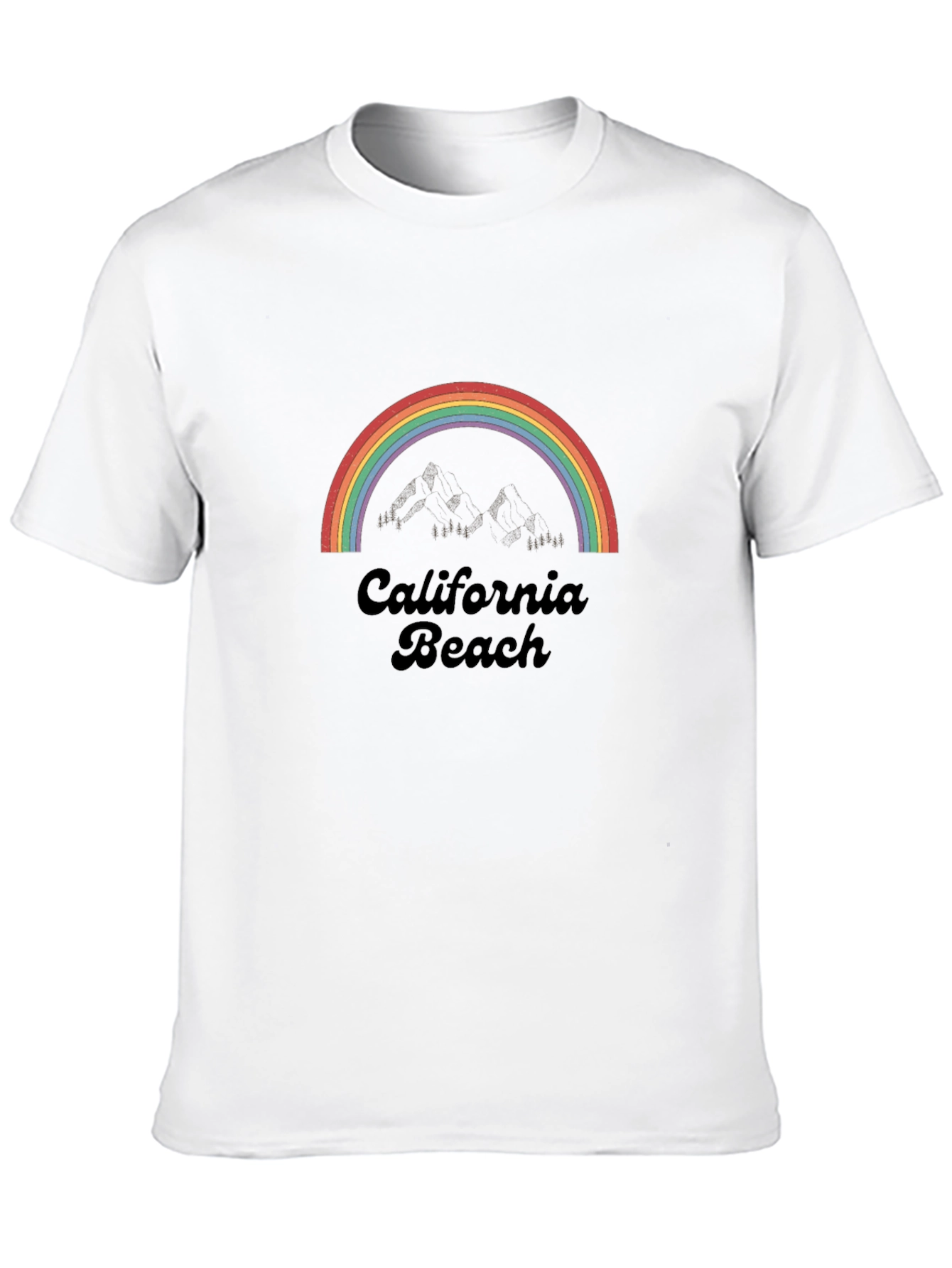 Black California Beach Rainbow Graphic Tee - Retro Style view 10