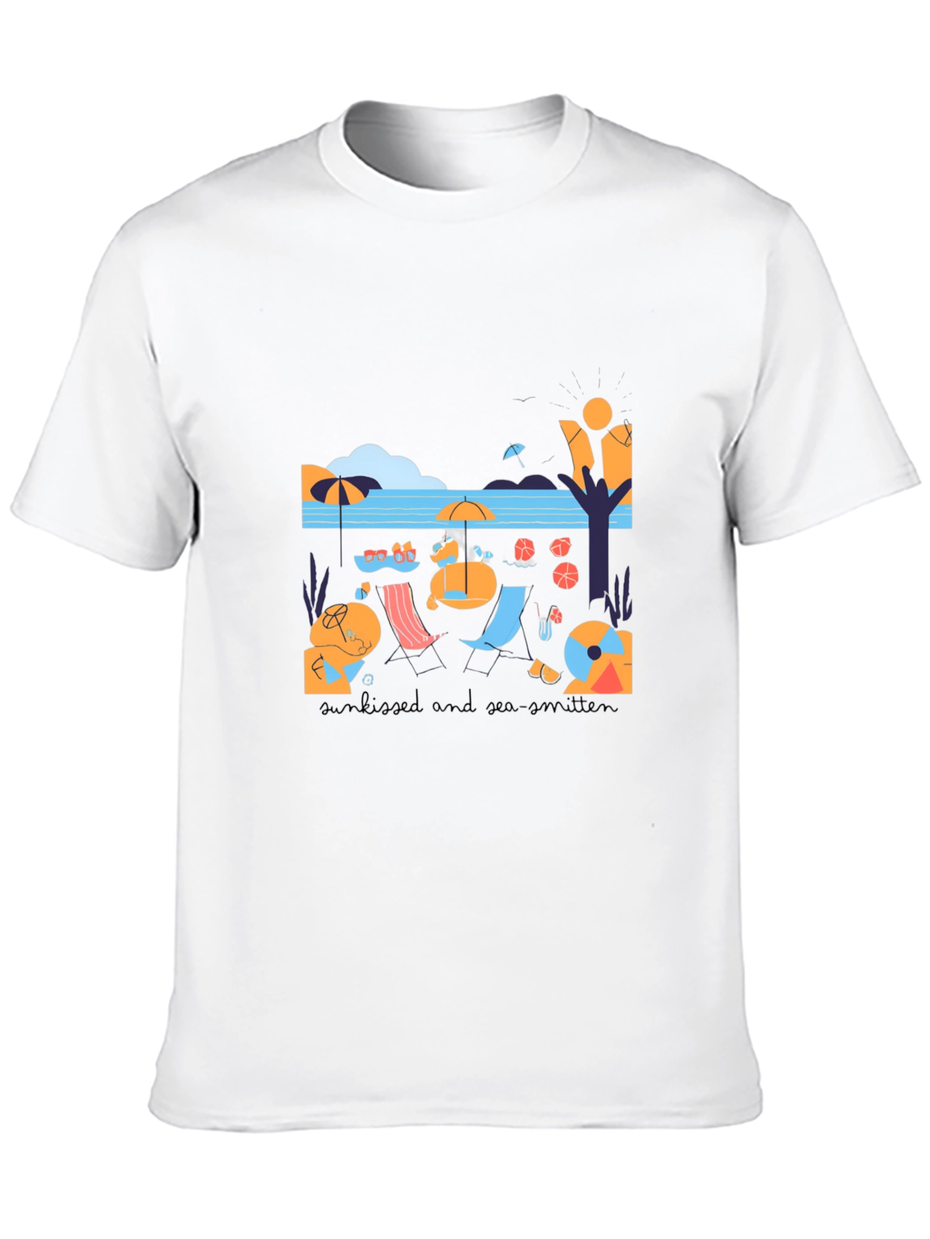 Black Sun-Kissed Sea Graphic Tee - Soft Cotton Blend view 10