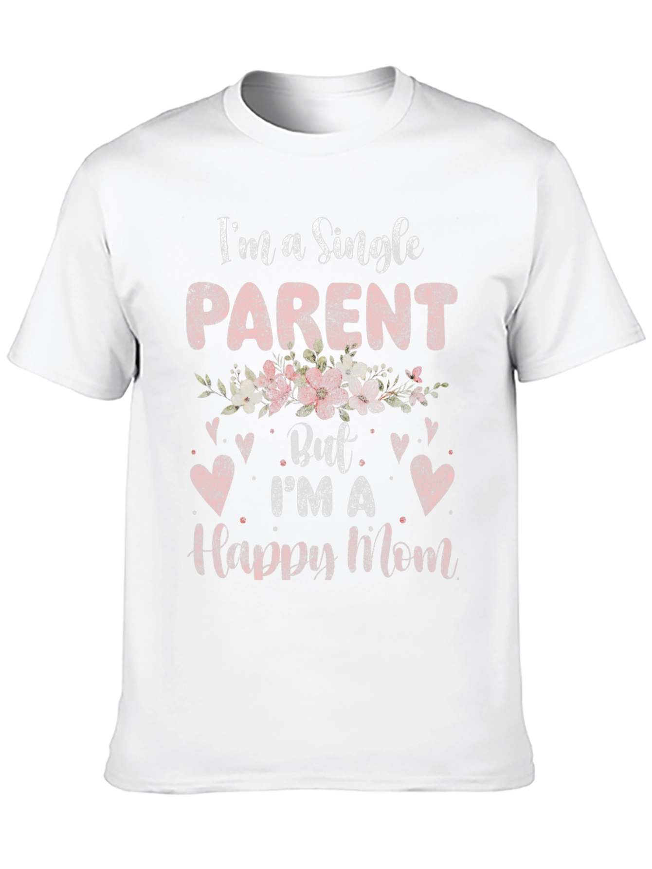 Black Single Parent Happy Mom Floral Heart T-Shirt view 10