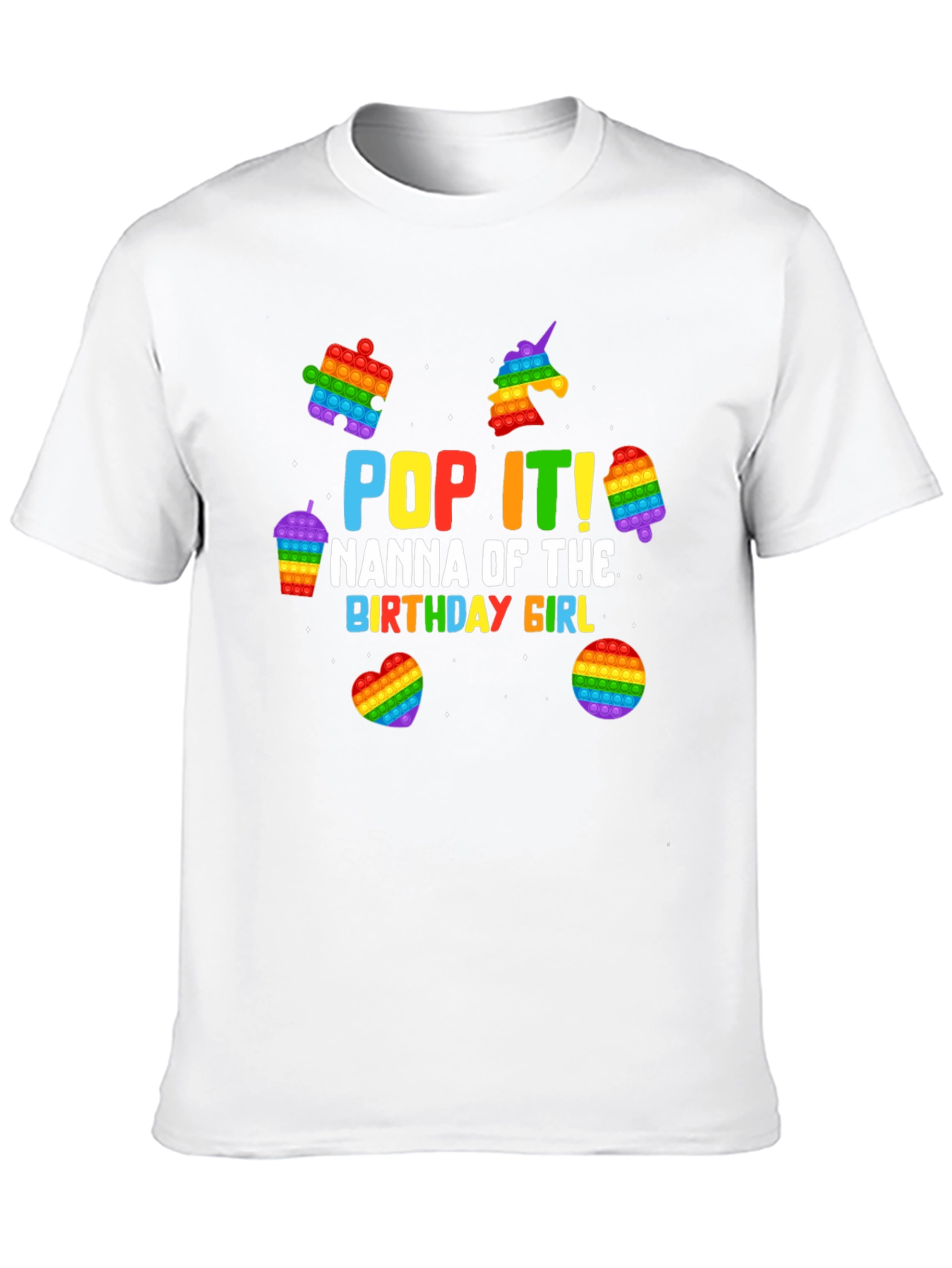 Black Pop It Nanna Birthday Girl T-Shirt view 10