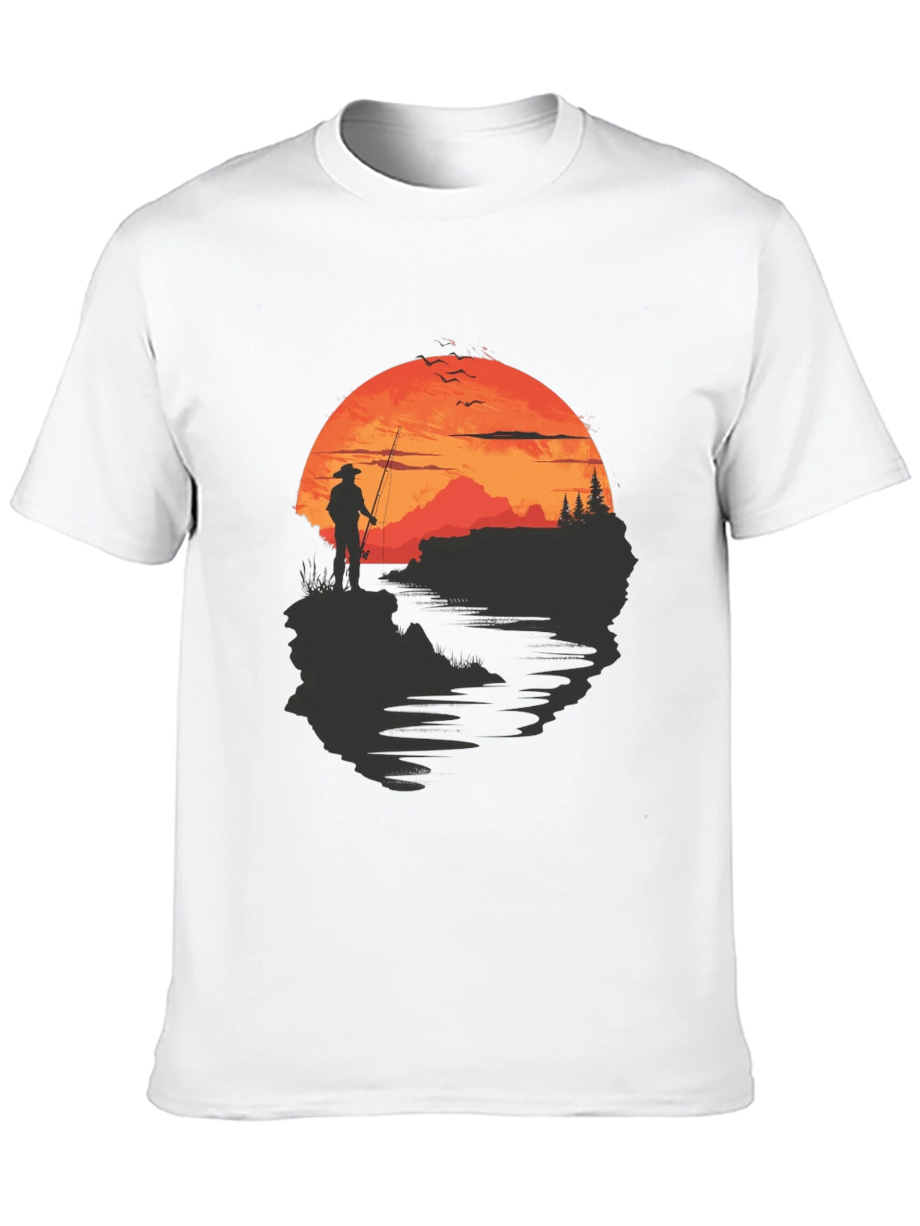 Black Fisherman Sunset Graphic Tee - Black Crew Neck view 10