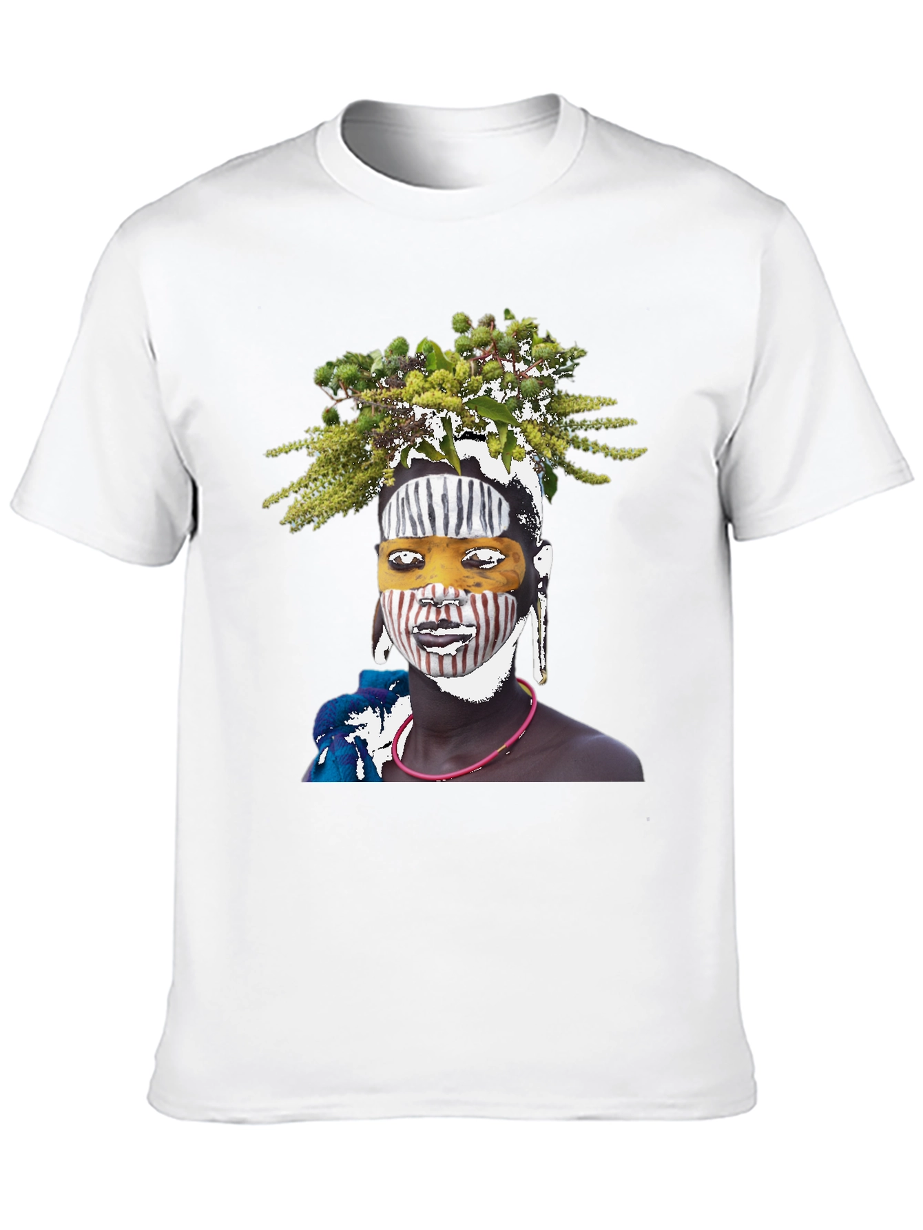 Black Tribal Face Art Graphic T-Shirt view 10