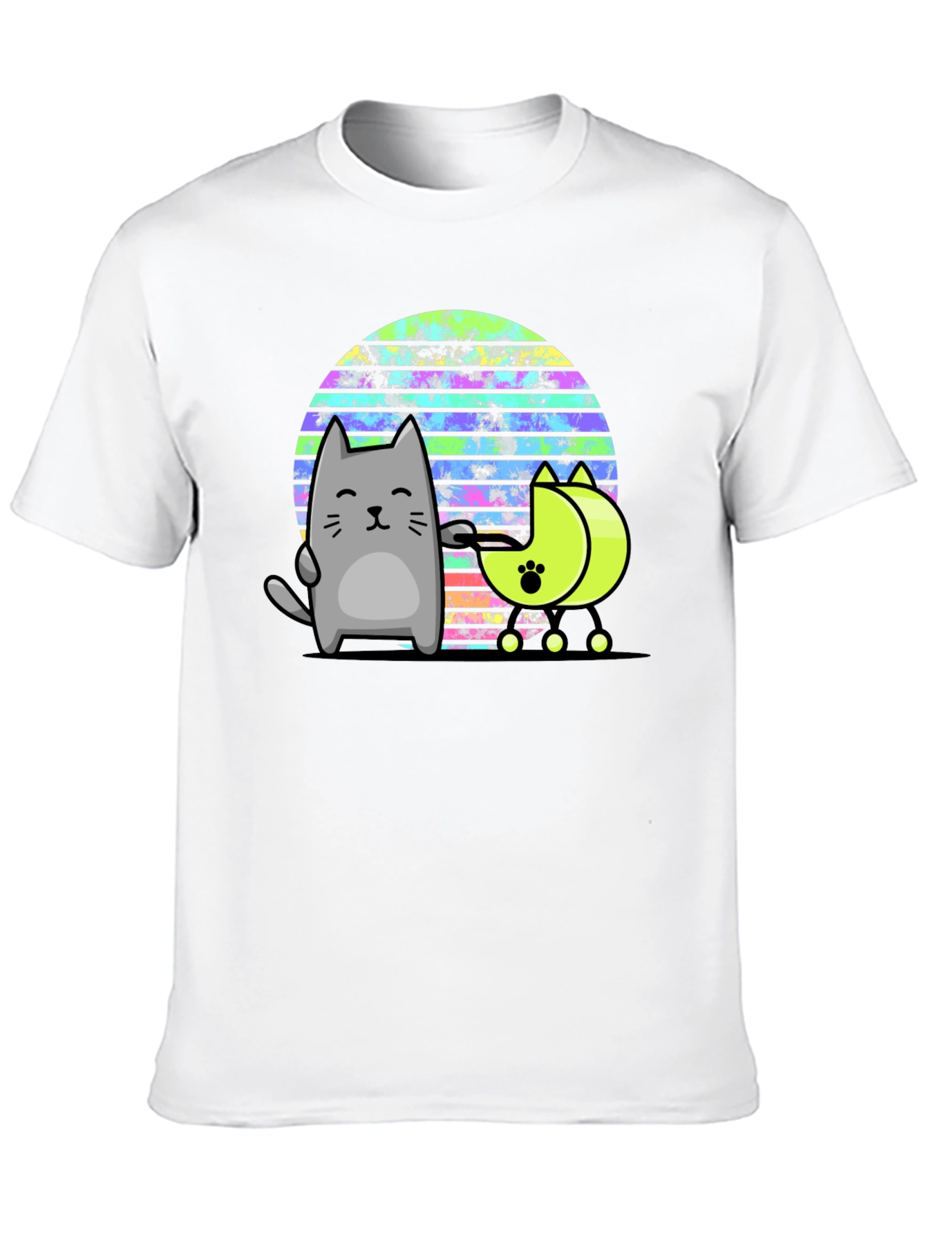 Black Retro Cat T-Shirt - 80s Style Graphic Tee view 10