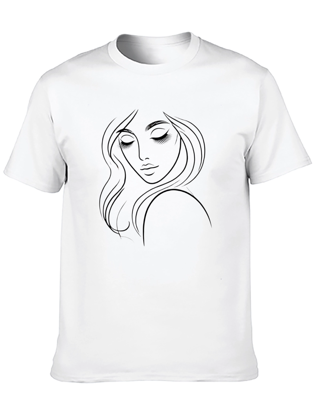 Black Black T-Shirt with Elegant Woman Line Art view 10
