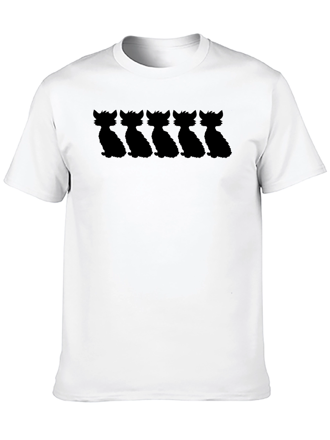 Black Cool Cat Silhouette Graphic T-Shirt view 10