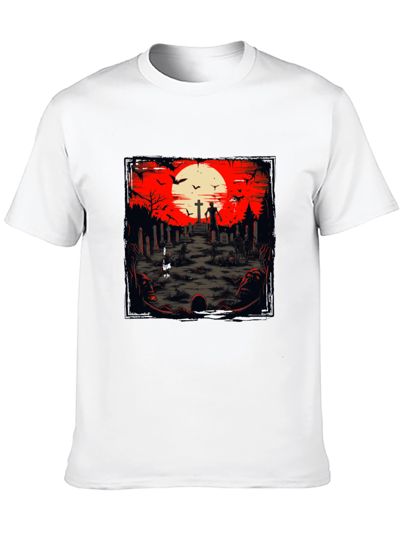 Black Zombie Graveyard T-Shirt - Spooky Halloween Design view 10