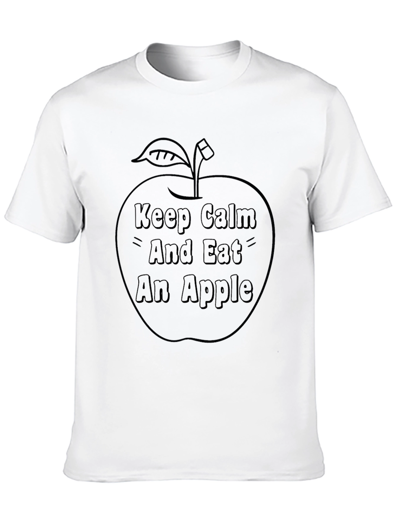 Black Keep Calm Eat Apple T-Shirt - Funny Fruit Tee view 10