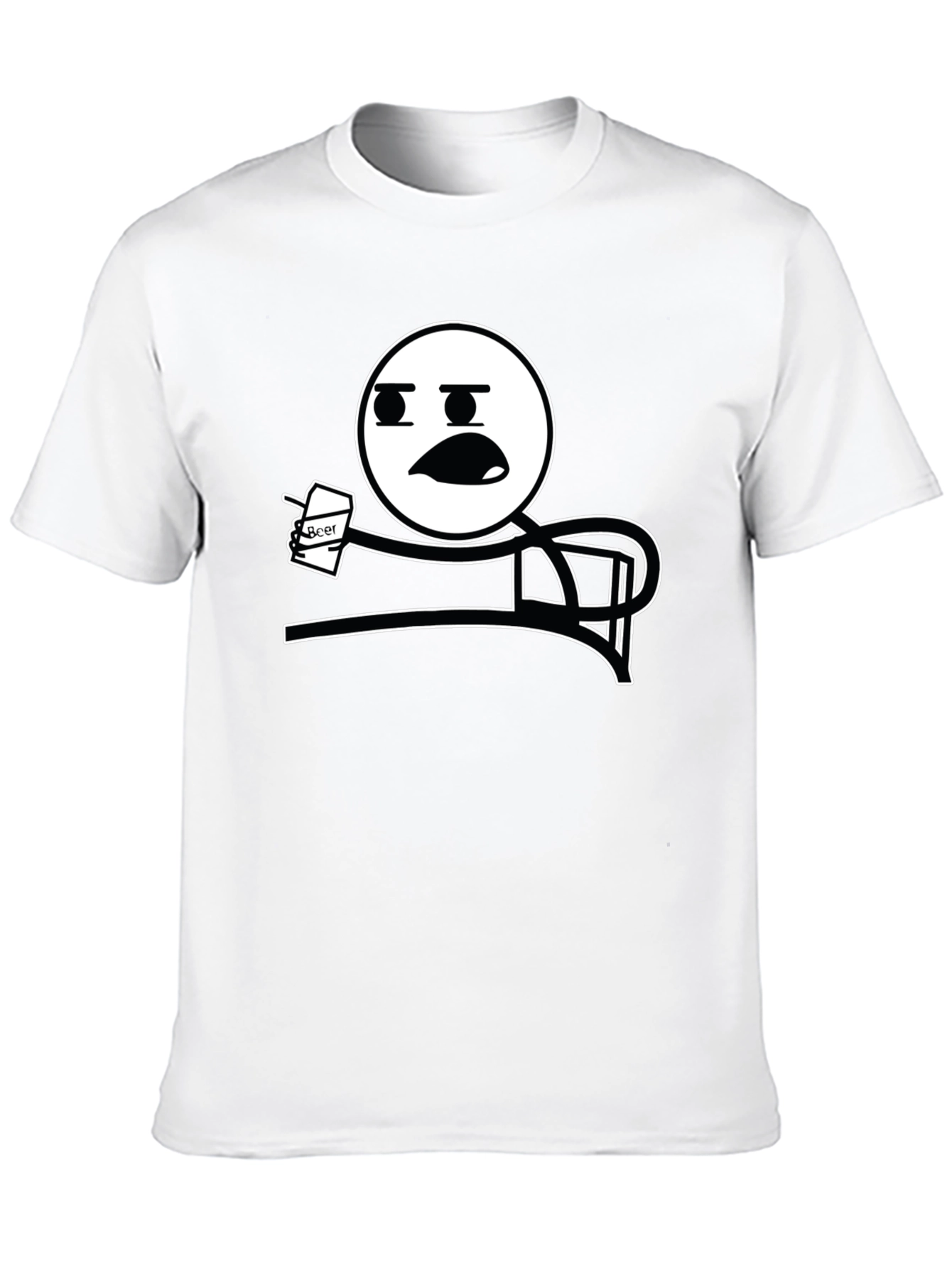 Black Funny Meme T-Shirt - Stick Figure Drinking Beer Tee view 10