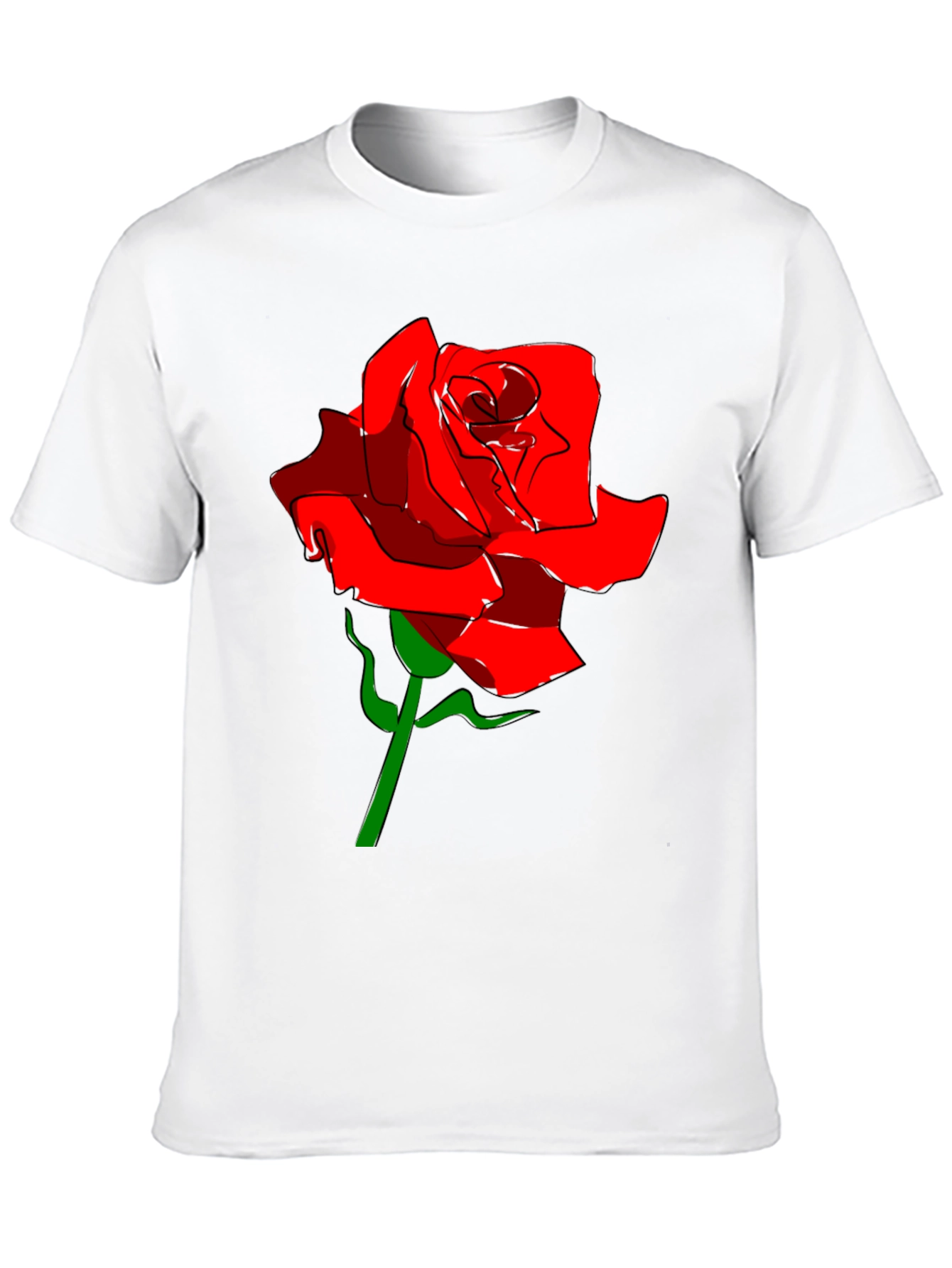 Black Men's Black T-Shirt with Red Rose Graphic view 10
