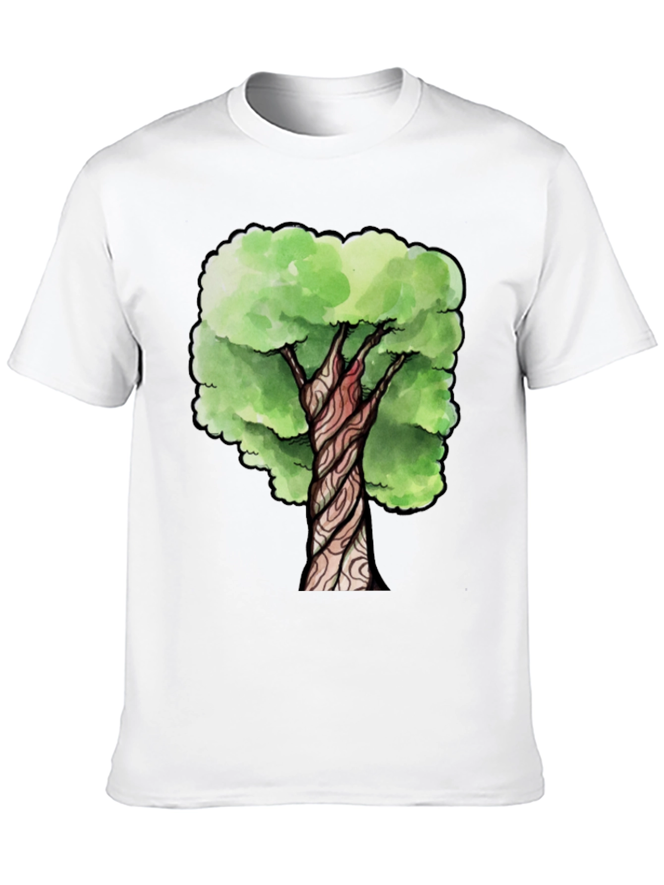 Black Watercolor Tree Graphic Print Black T-Shirt view 10