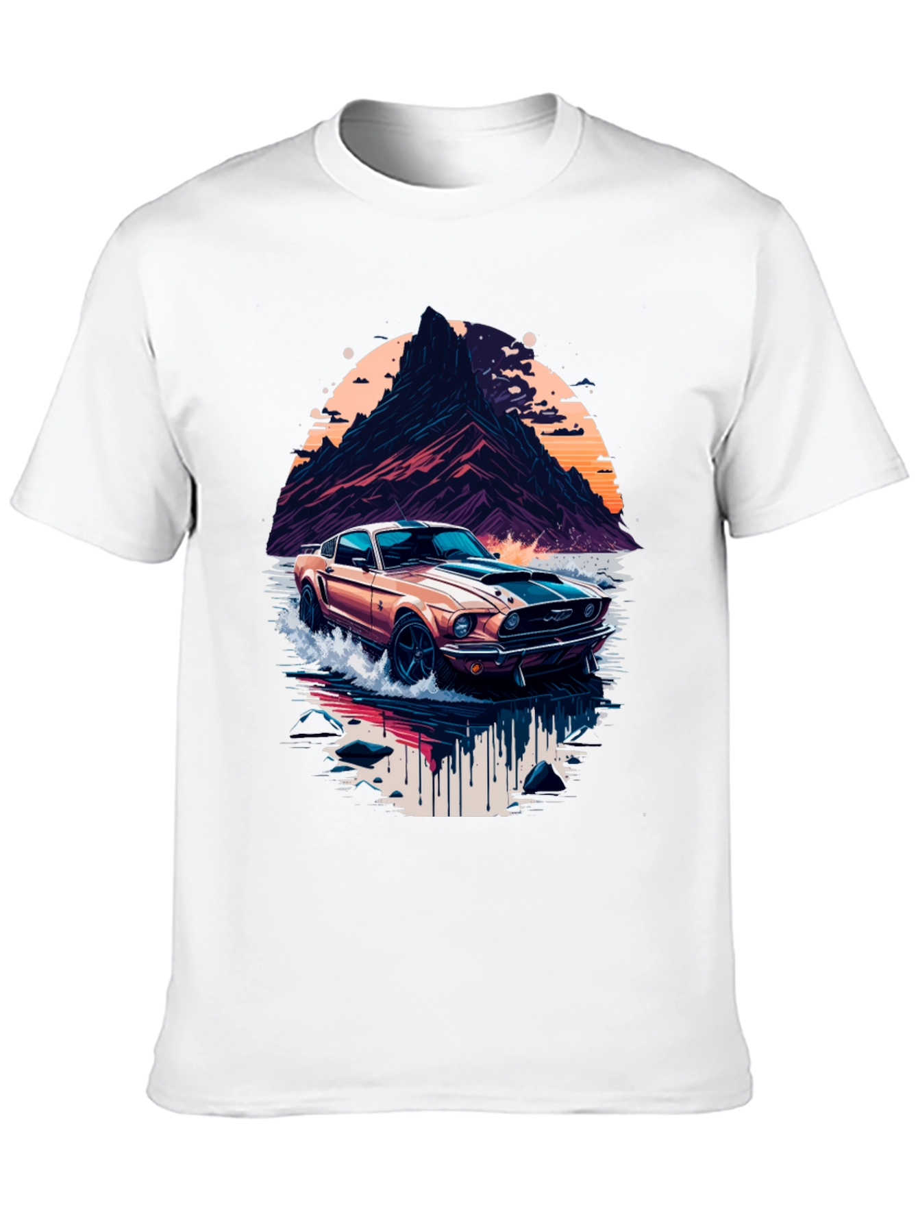 Black Retro Car Graphic Tee - Cool Mountainscape Design view 10