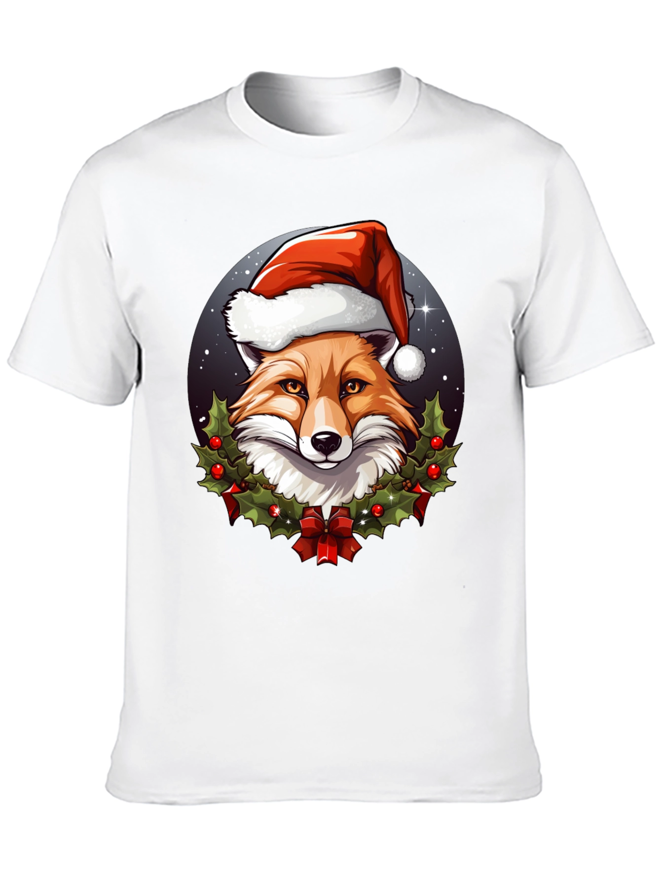 Black Festive Fox Tee: Holiday Spirit Apparel view 10