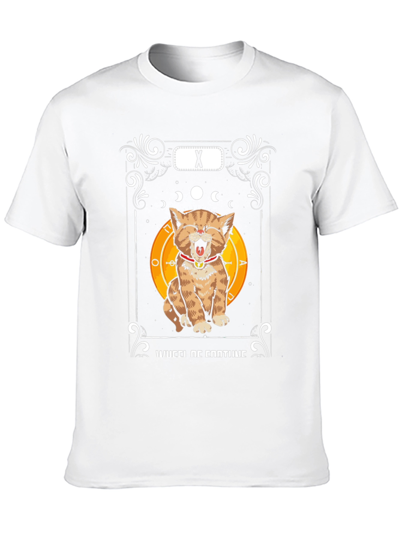 Black Funny Cat Tarot Card Wheel of Fortune T-Shirt view 10