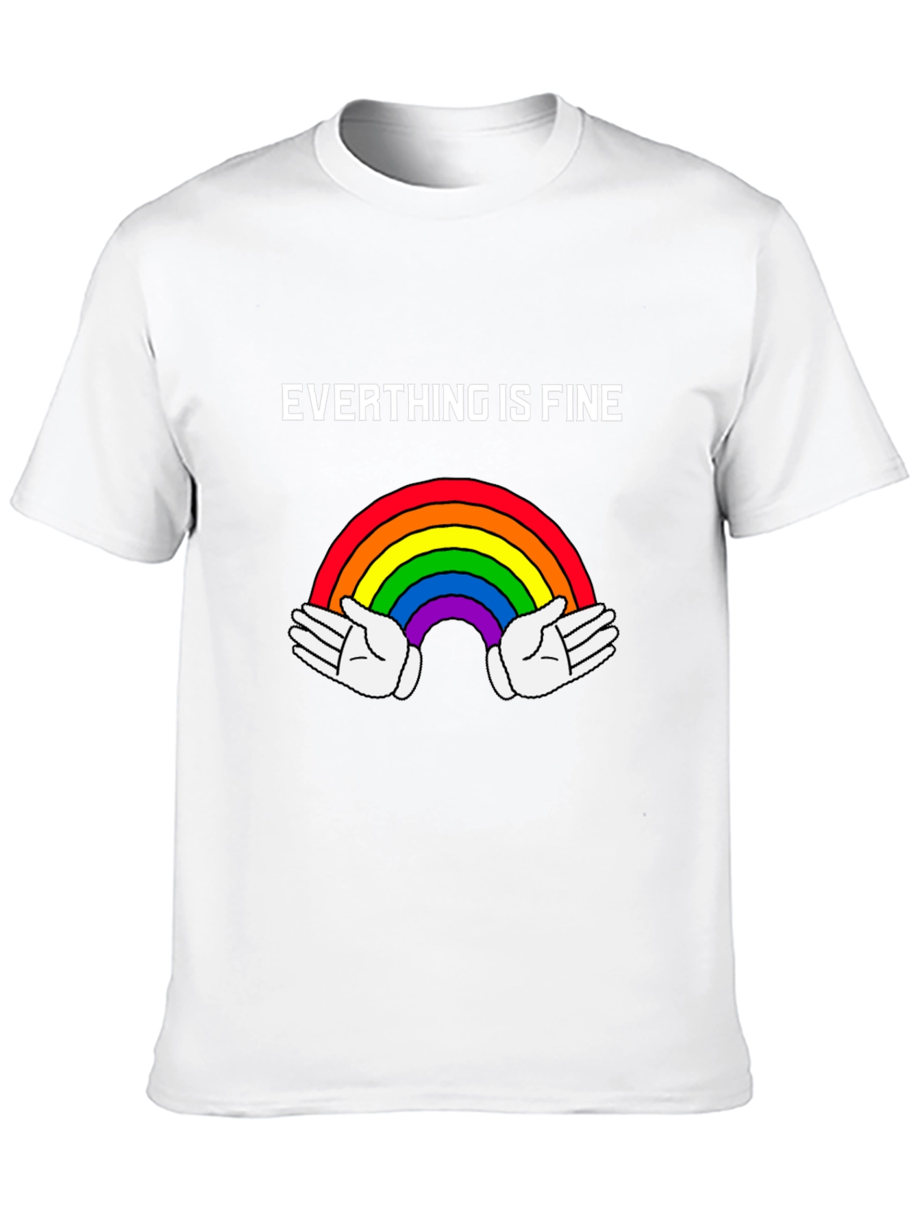 Black Everything is Fine Rainbow T-Shirt - Unisex Cotton Tee view 10