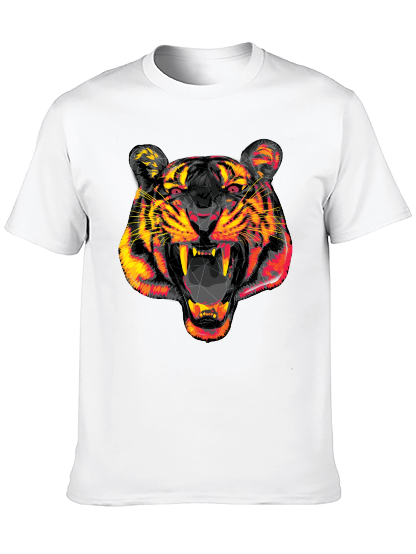 Black Geometric Tiger Head Black Graphic Tee view 10