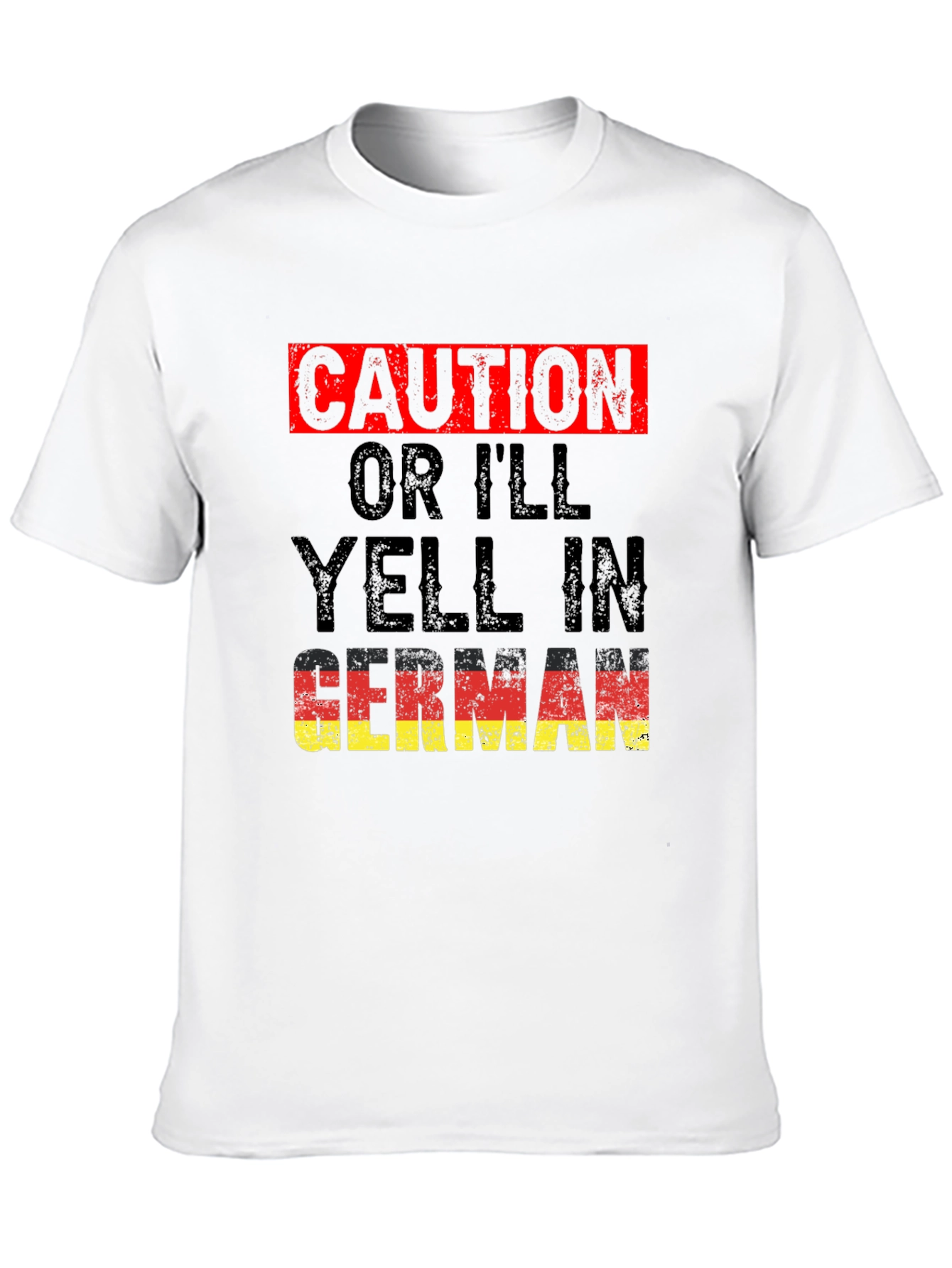 Black Caution, I'll Yell In German T-Shirt view 10