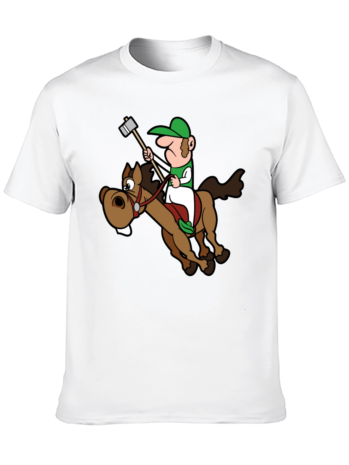 Black Novelty Cartoon Horse Rider T-Shirt view 10