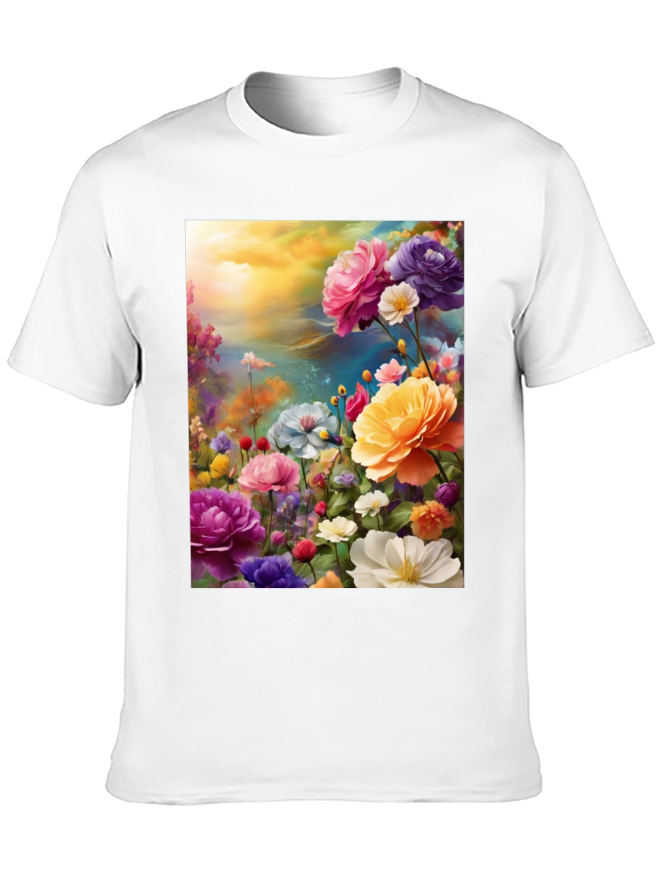 Black Floral Art Print Black T-Shirt view 10
